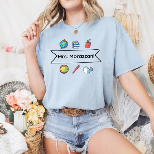 Trendy Custom Teacher Tee – Personalized Classroom Icons Shirt for Stylish Educators