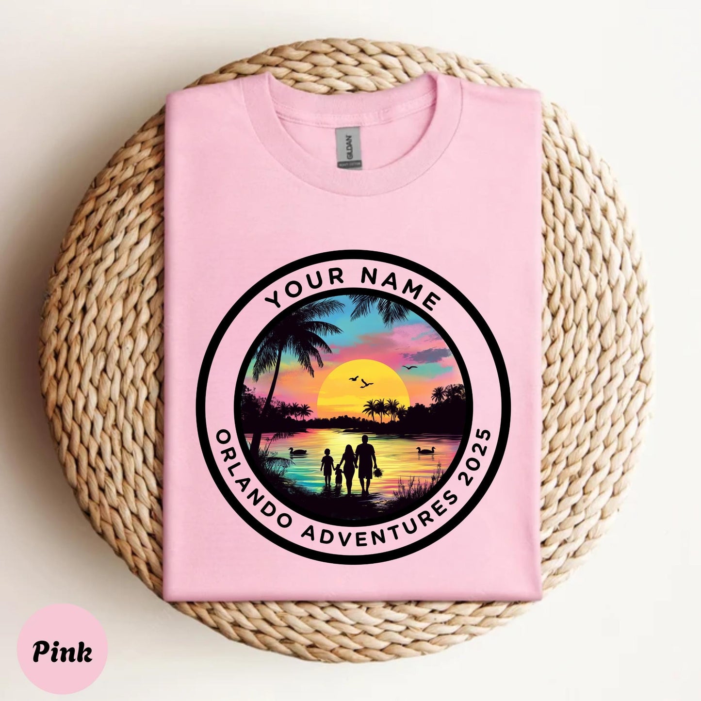Orlando Vacation Shirt 2025, Sunset Beach Family Adventure Tee, Personalized Matching Trip Shirt