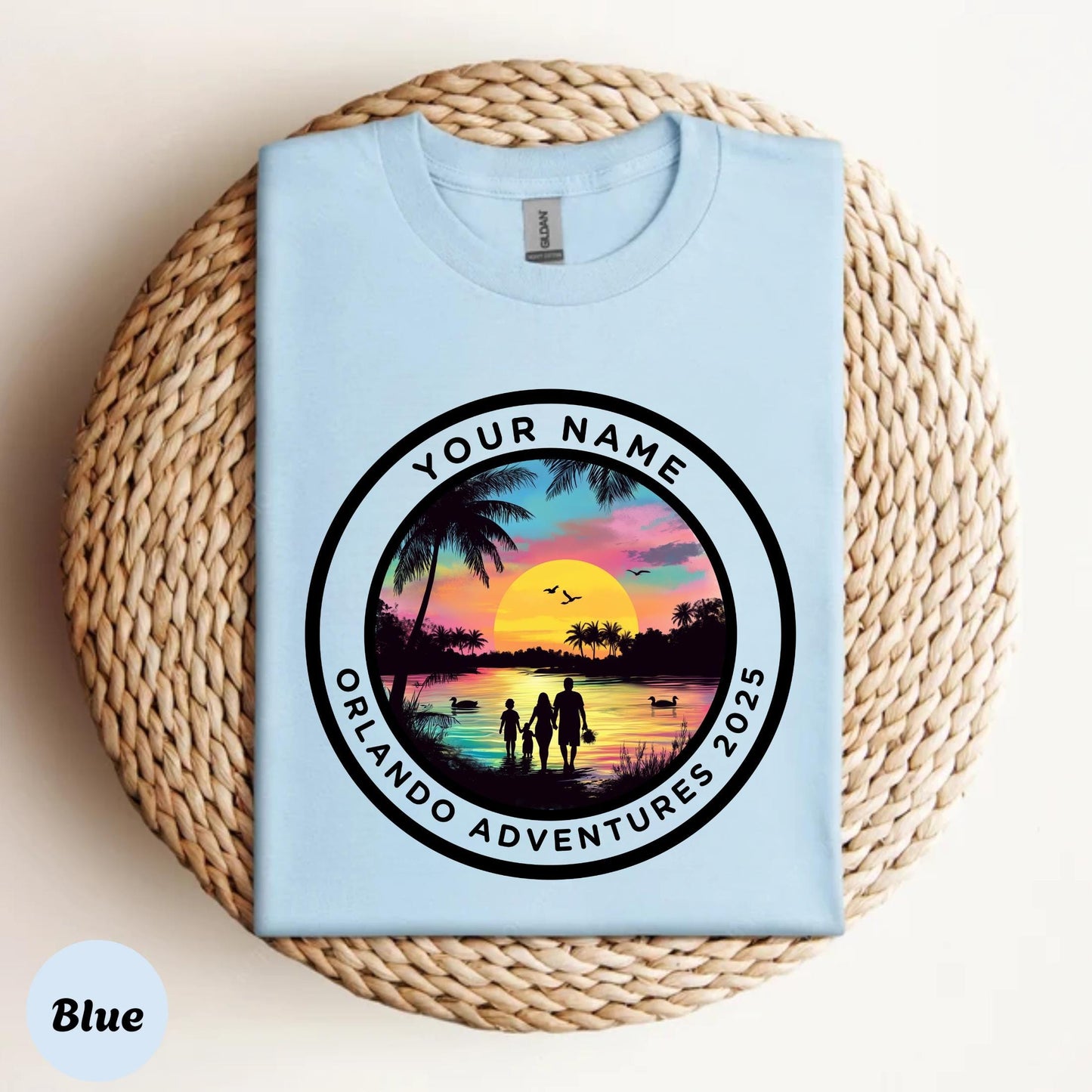 Orlando Vacation Shirt 2025, Sunset Beach Family Adventure Tee, Personalized Matching Trip Shirt