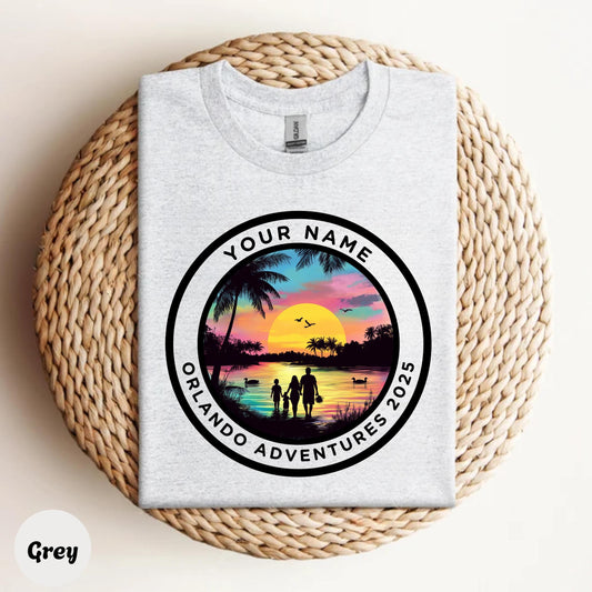 Orlando Vacation Shirt 2025, Sunset Beach Family Adventure Tee, Personalized Matching Trip Shirt