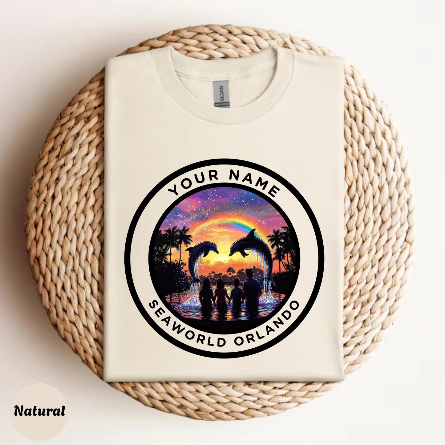 Personalized SeaWorld Orlando Couples Shirt • Dolphin Sunset Tee for Anniversary or Trip 2025