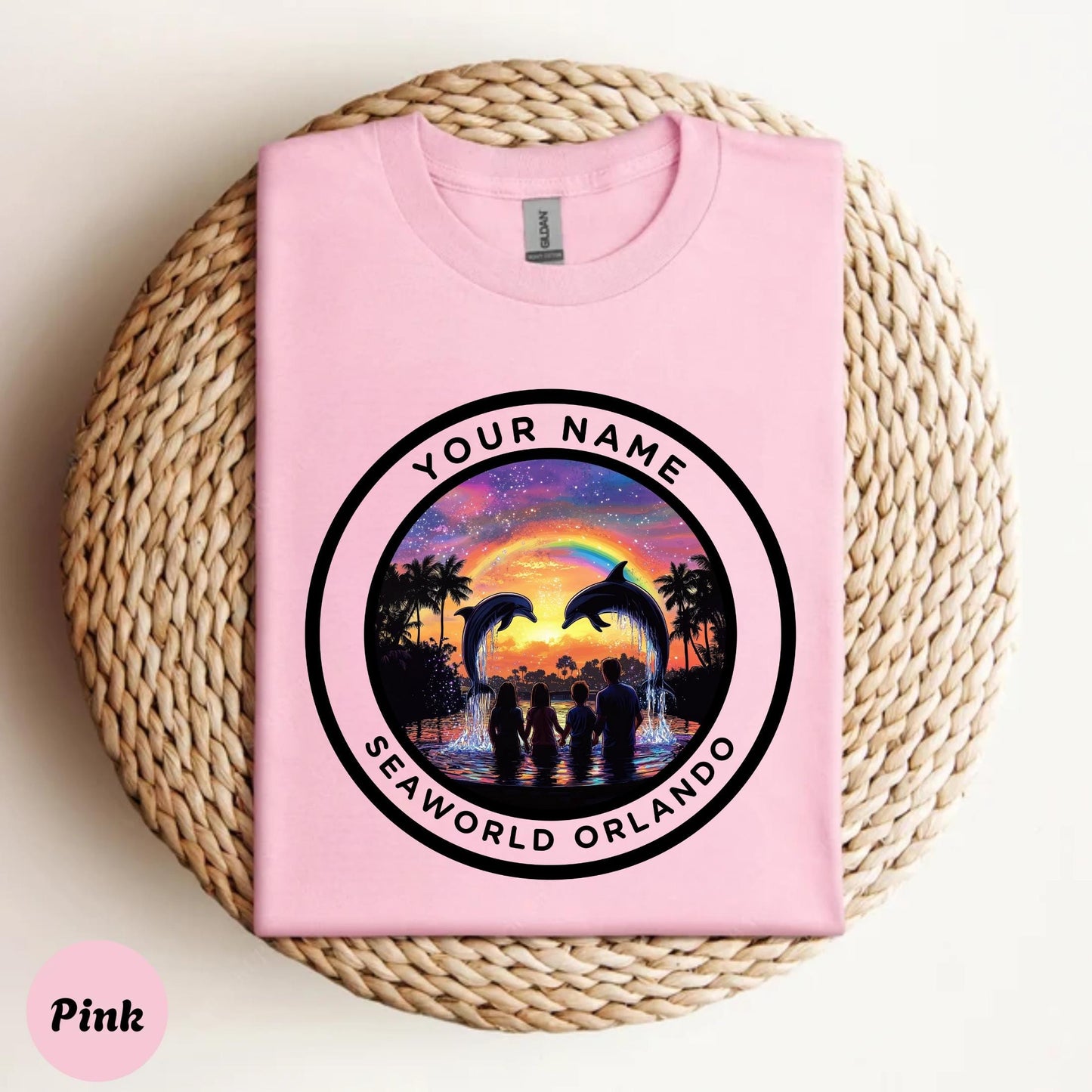 Personalized SeaWorld Orlando Couples Shirt • Dolphin Sunset Tee for Anniversary or Trip 2025