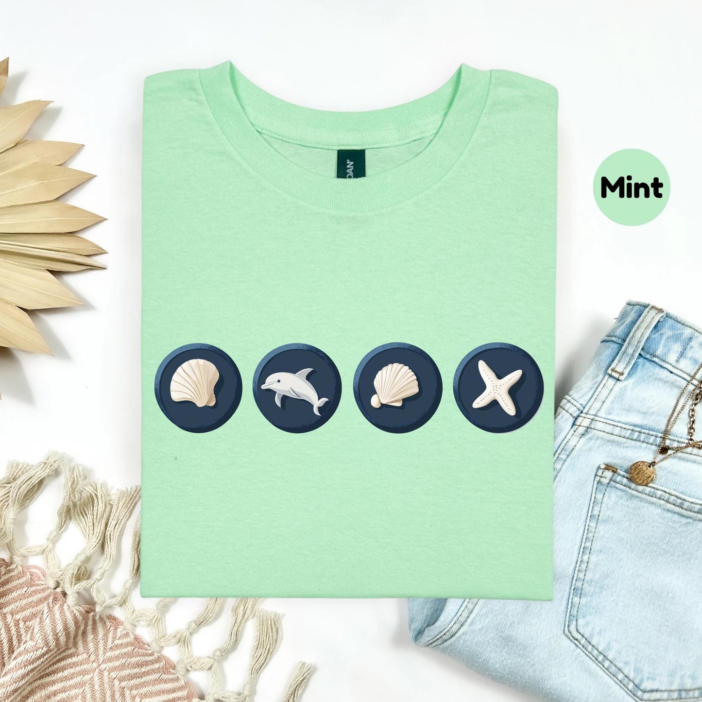 Matching Beach Trip Family Shirt β Ocean Icons Vacation Tee, Summer Family Outfits, Sea Life Symbols Shirt