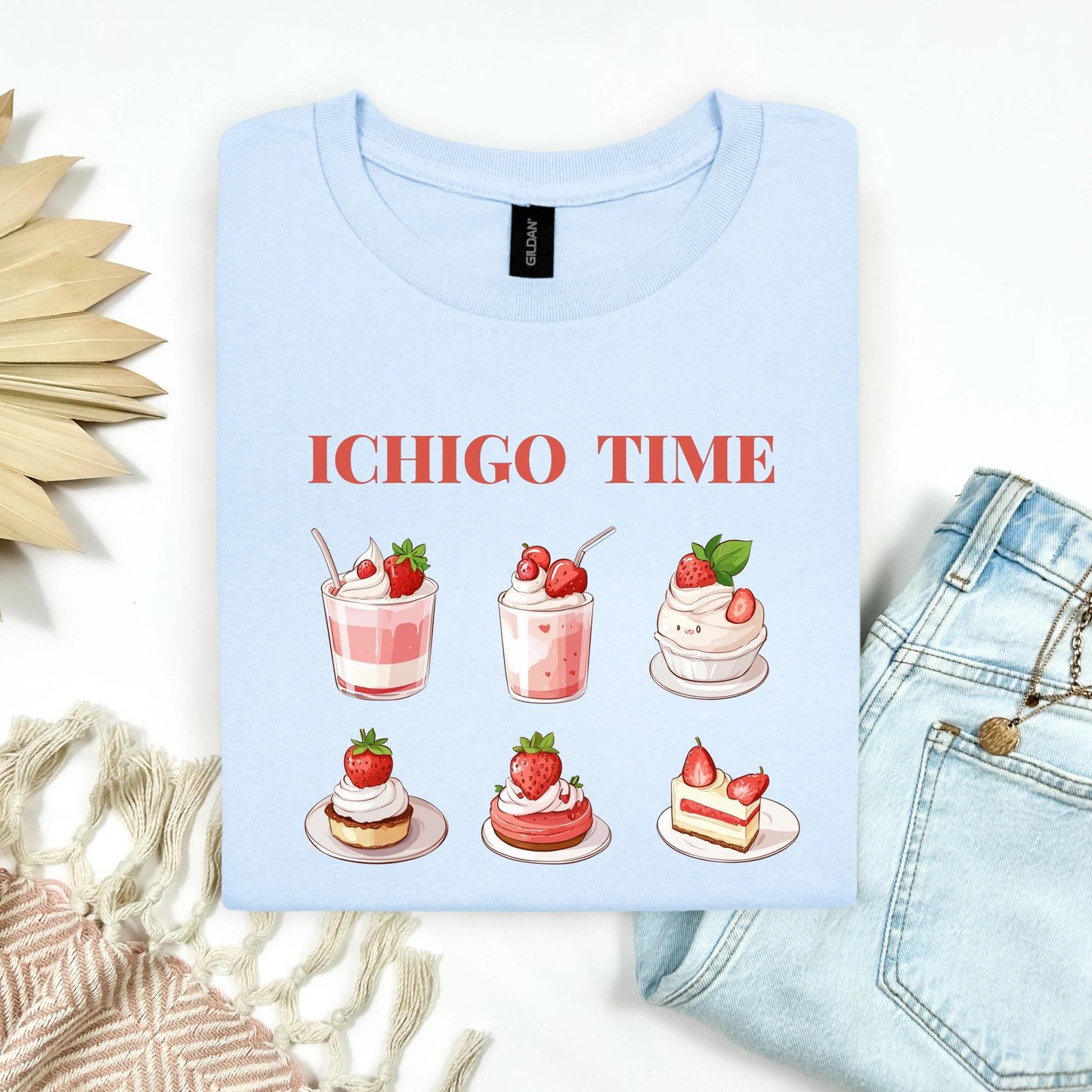Retro Cafe Shirt, Beach Brunch T-Shirt with Strawberry Desserts, Summer Holiday Outfit, Soft Gray Aesthetic Graphic Tee , Vintage Food Shirt