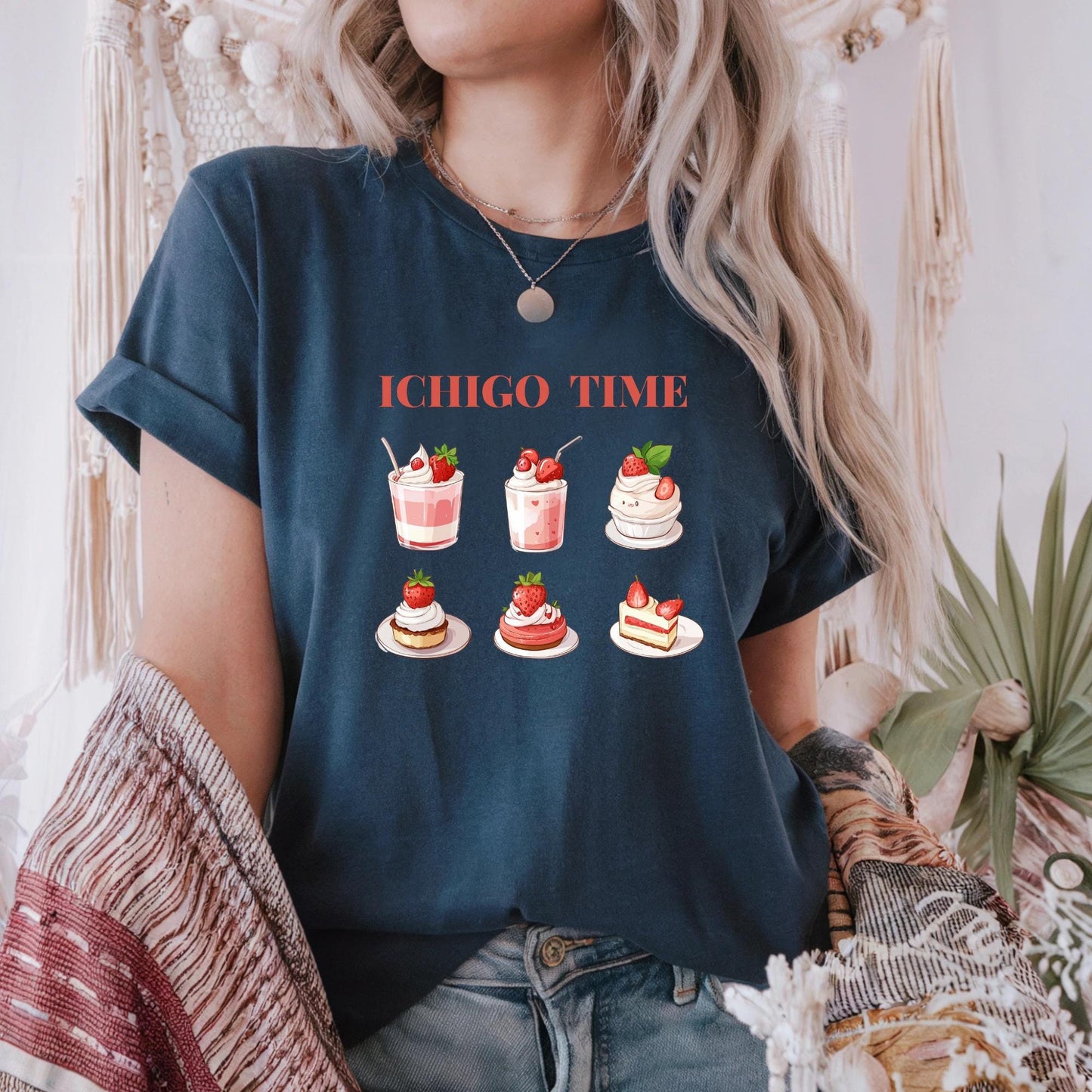 Retro Cafe Shirt, Beach Brunch T-Shirt with Strawberry Desserts, Summer Holiday Outfit, Soft Gray Aesthetic Graphic Tee , Vintage Food Shirt