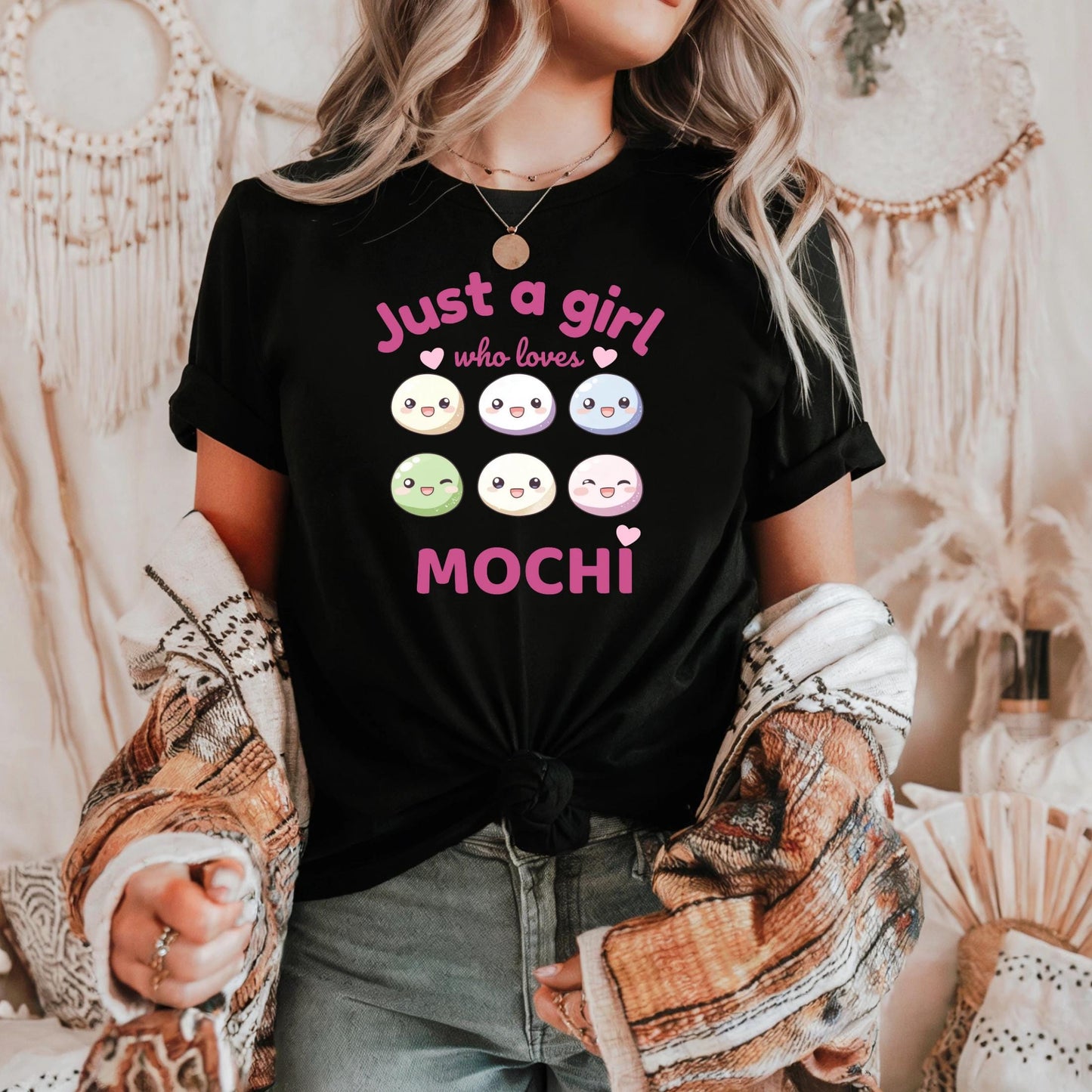 Cute Stay at Home Girl Mochi Shirt, Kawaii Dessert Print Tee for Introverts, Gamers, Boba Lovers & Comfort Food Fans, Cozy Lounge T-Shirt