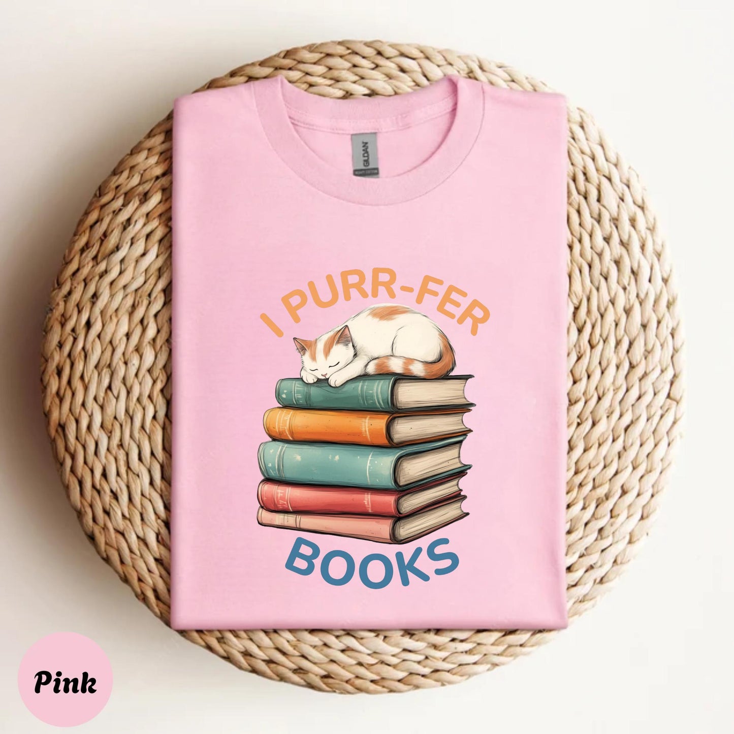 Funny Cat Book Shirt, Books T-Shirt, Book Nerd Gift Idea, Cat Humor Tee, Cozy Book Stack Shirt for Readers and Pet Lovers