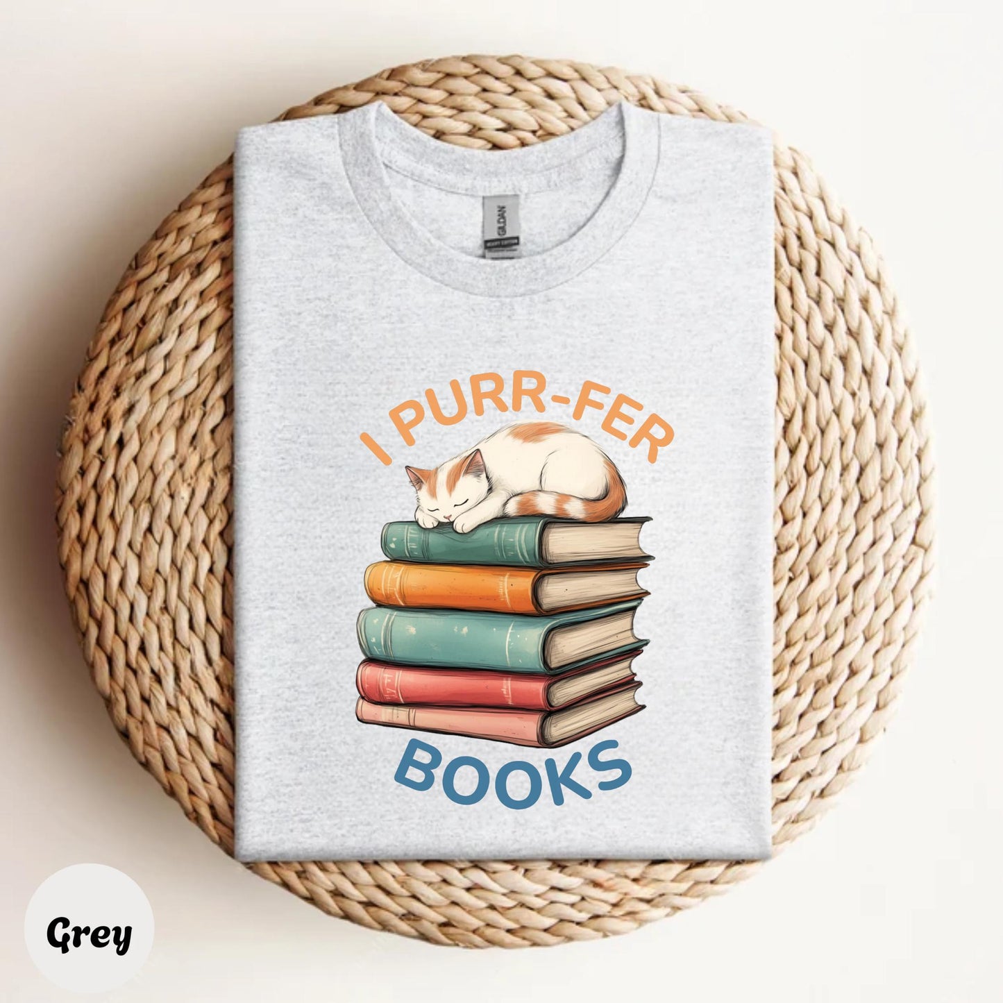 Funny Cat Book Shirt, Books T-Shirt, Book Nerd Gift Idea, Cat Humor Tee, Cozy Book Stack Shirt for Readers and Pet Lovers