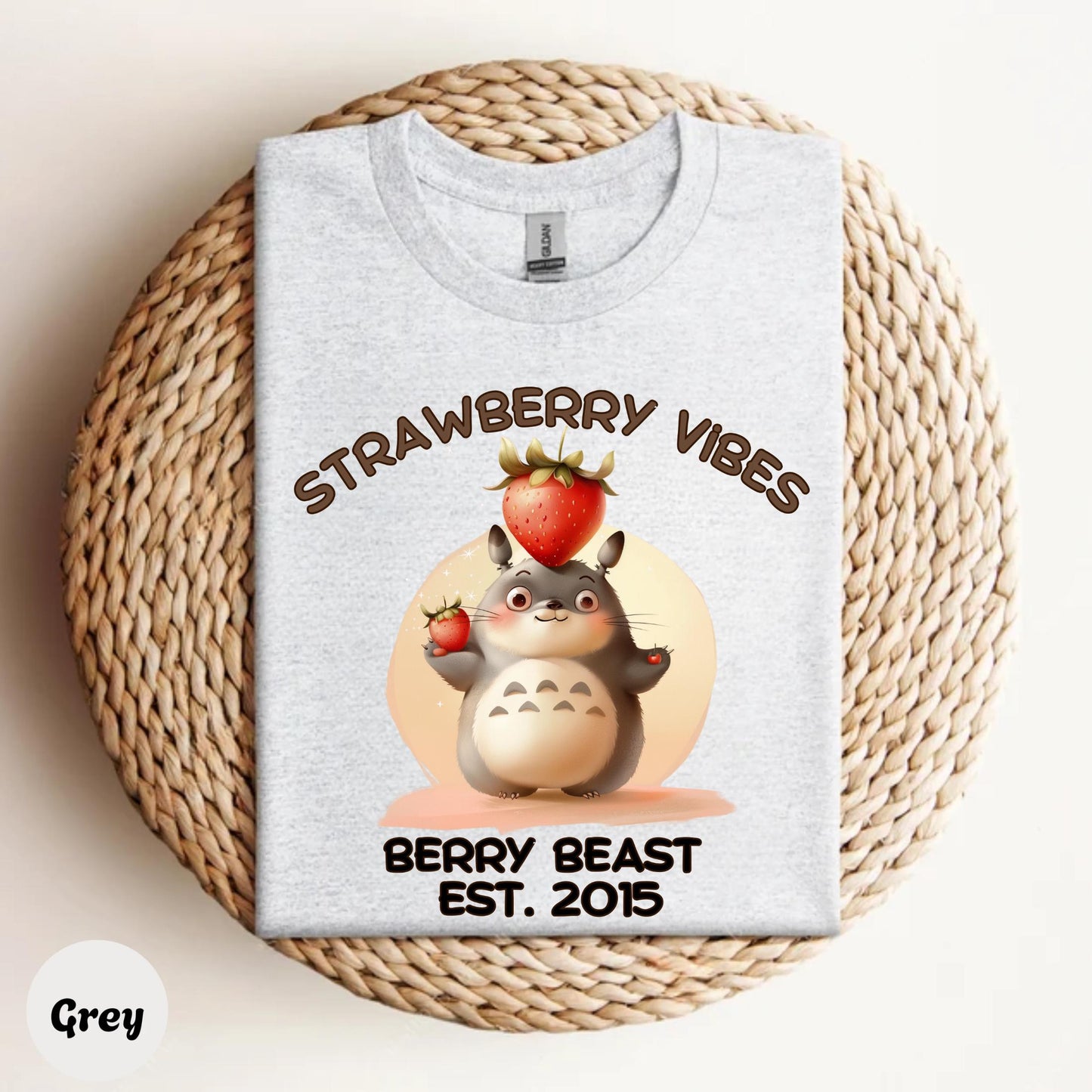Funny Strawberry Beast Shirt, Berry Vibes Aesthetic Tee, Y2K Fruitcore Graphic Top, Cute Food Meme Shirt, Kawaii Gift Idea 2506A001