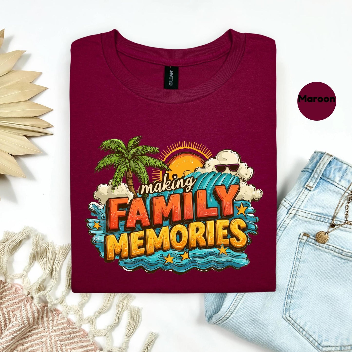 Couple Travel Shirt, Making Family Memories Tee, Summer Matching Group Shirt, Funny Beach T-Shirt, Vacation Adventure Tee 2506B001