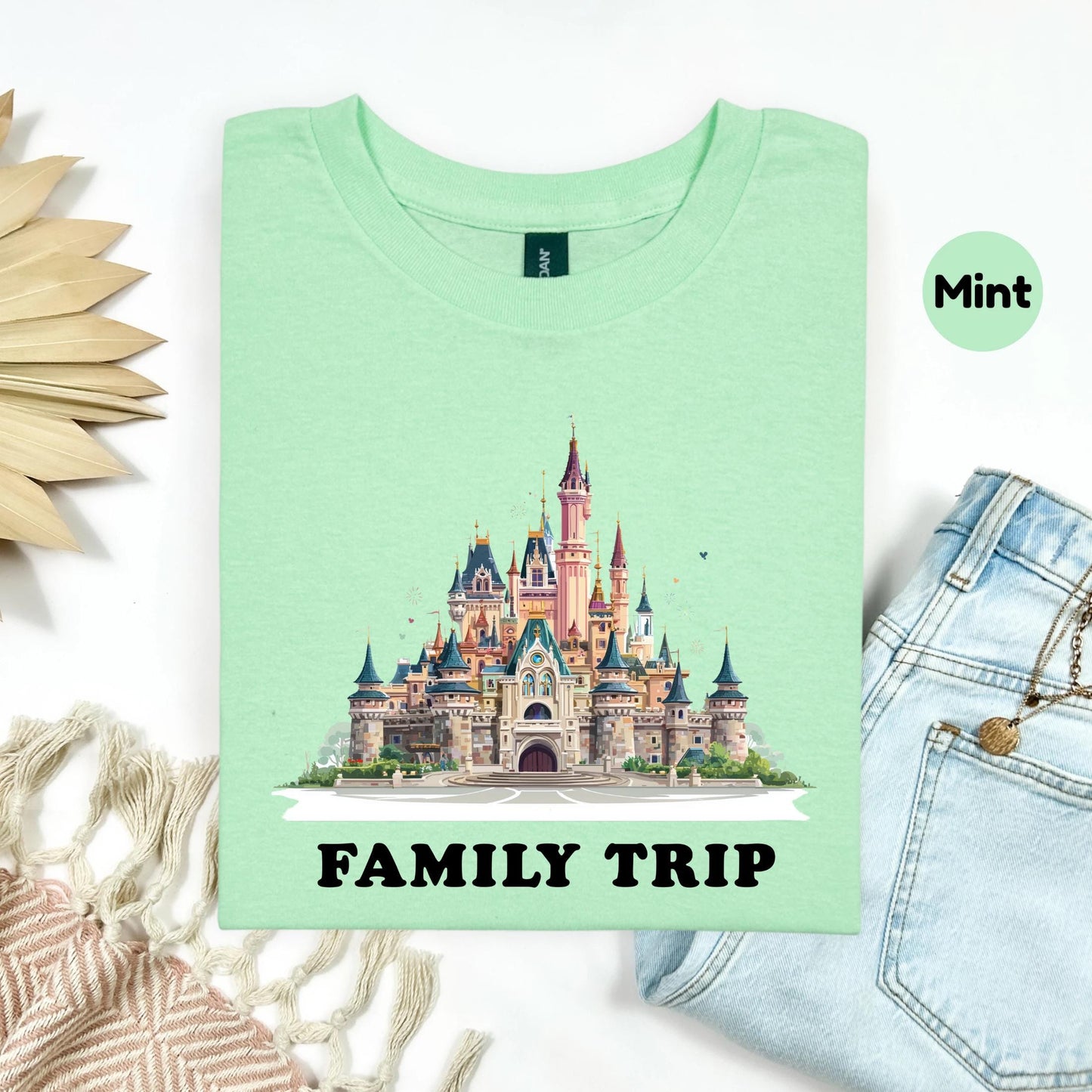 Family Trip Matching Tee for Travel Groups, Whimsical Castle Vacation Shirt, Reunion Outfit Idea, Family Travel Gift 2506B007