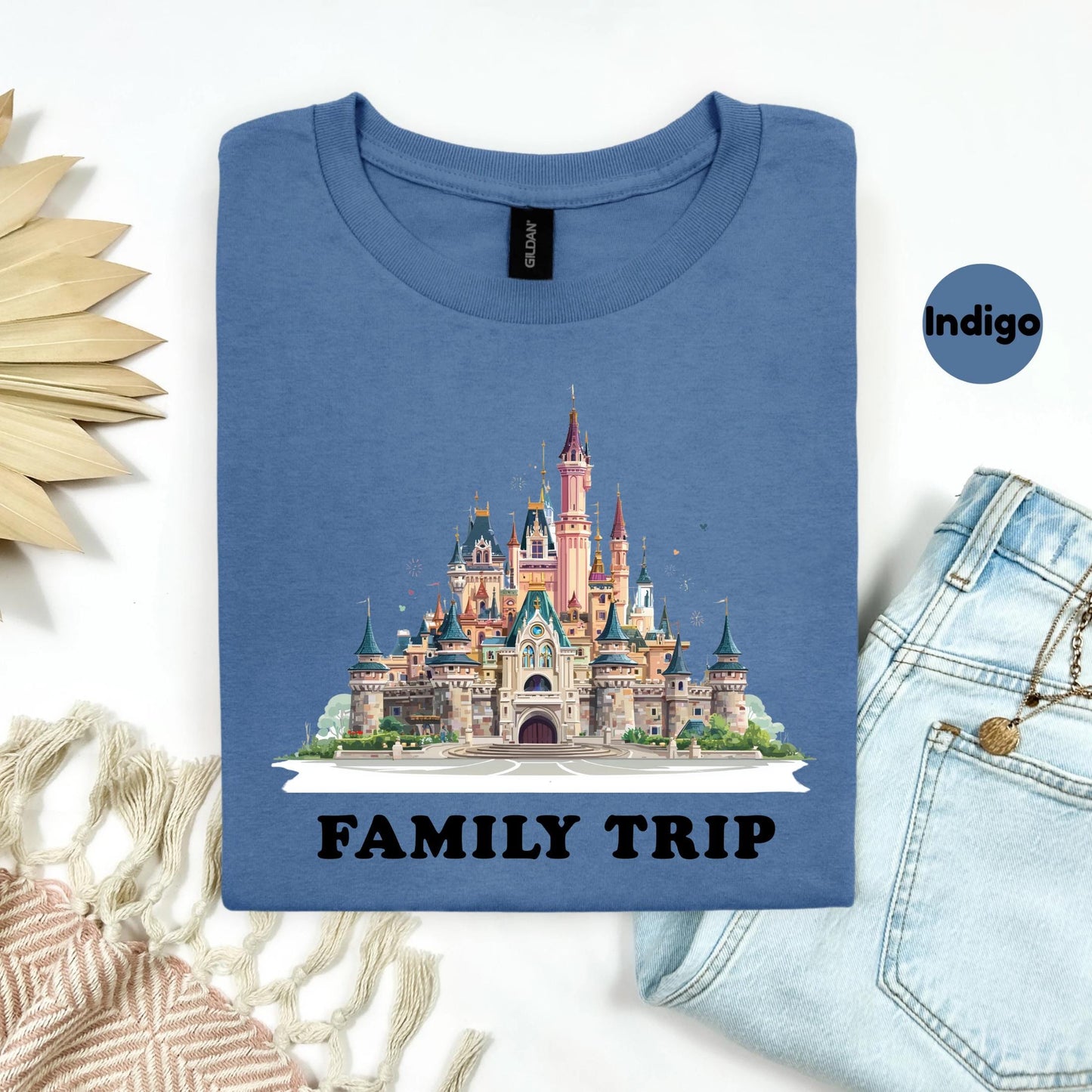 Family Trip Matching Tee for Travel Groups, Whimsical Castle Vacation Shirt, Reunion Outfit Idea, Family Travel Gift 2506B007