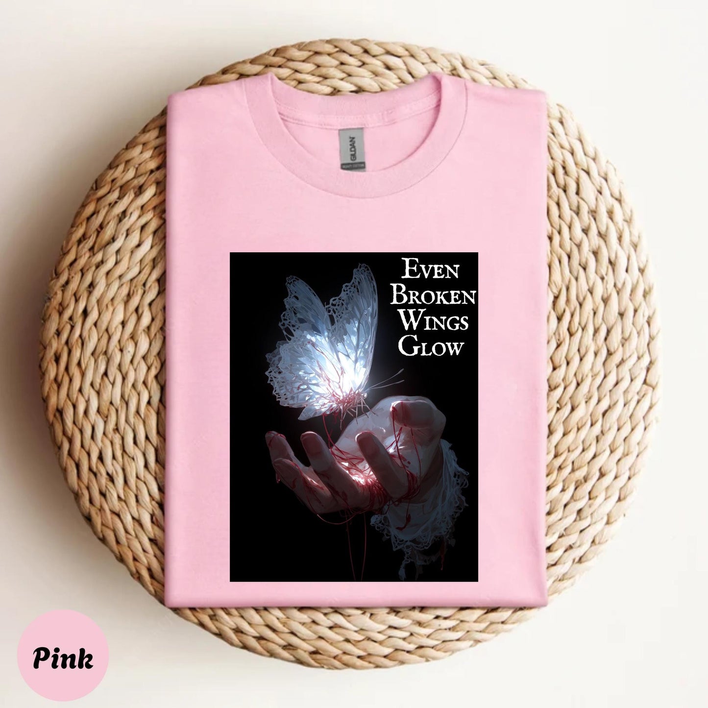 Emotional Goth Butterfly Shirt Even Broken Wings Glow T-Shirt for Healing Souls Dark Aesthetic Tee for Women and Men AA44