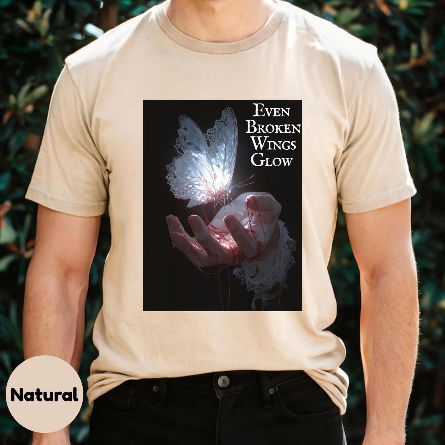 Emotional Goth Butterfly Shirt Even Broken Wings Glow T-Shirt for Healing Souls Dark Aesthetic Tee for Women and Men AA44