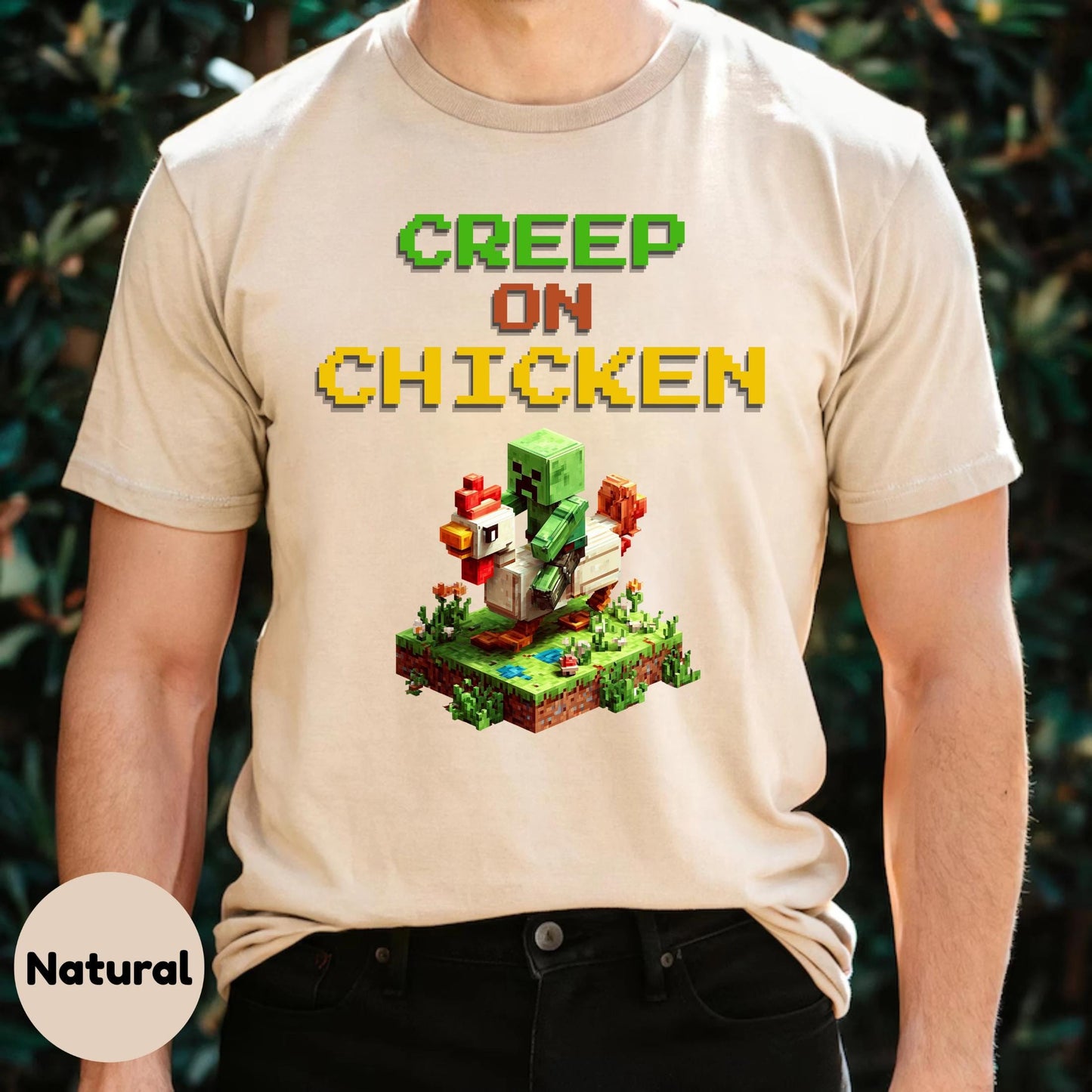 Funny Pixel Chicken Shirt Gamer Meme Graphic Tee for Teens Boys Retro Block Chicken Rider T-Shirt AA32