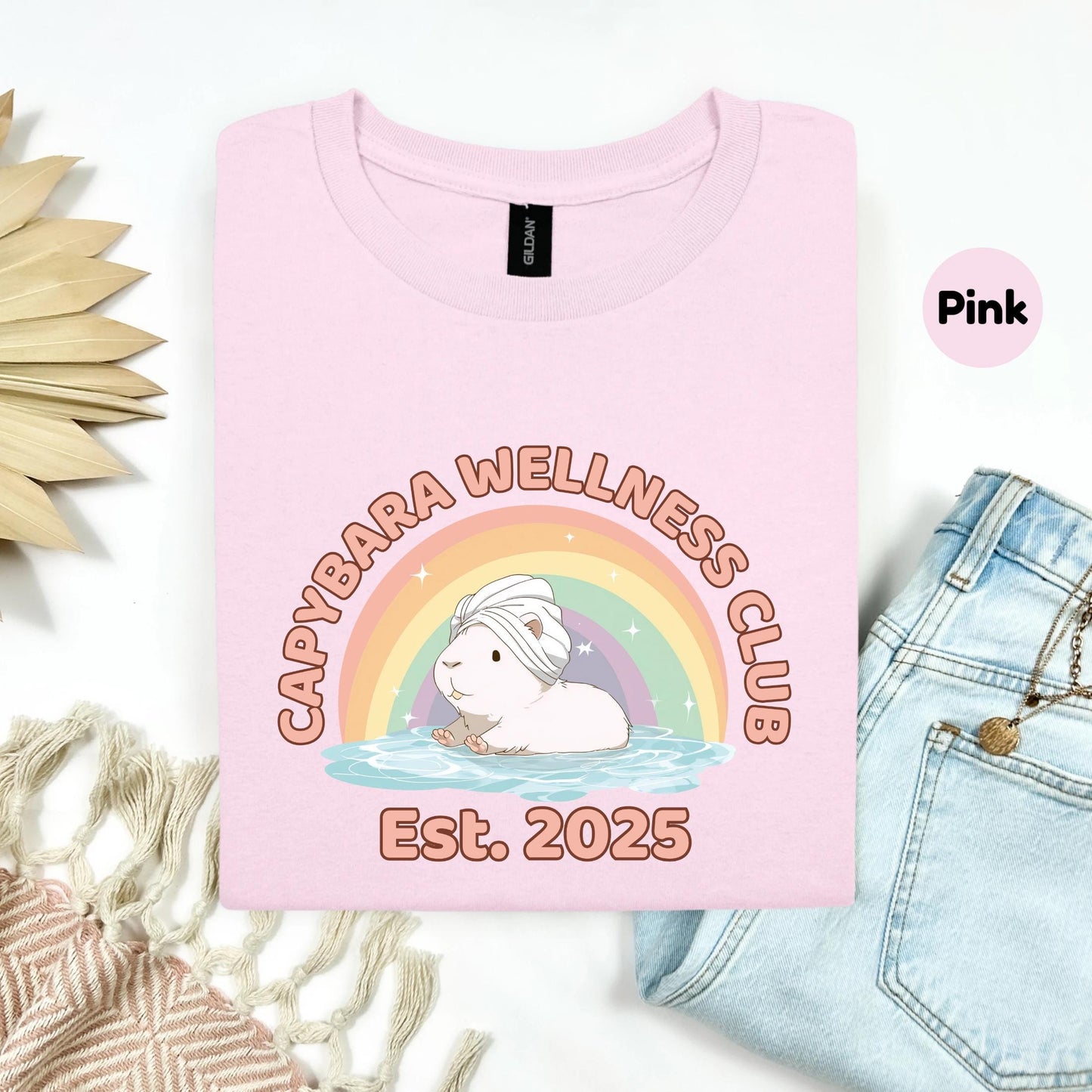 Capybara Wellness Club Shirt Cute Spa Animal Tee Rainbow Self Care T-Shirt Mental Health Gift Women AA30