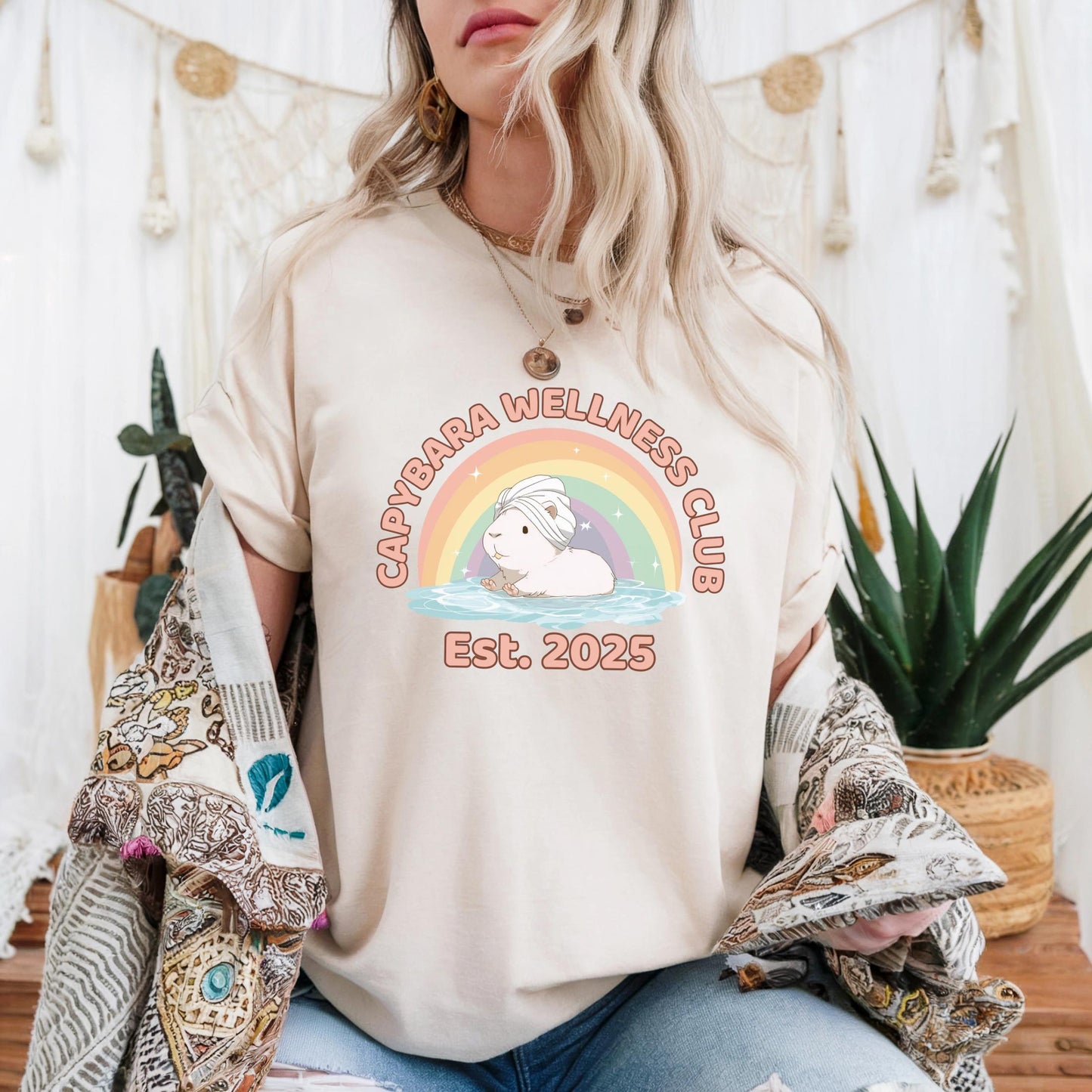 Capybara Wellness Club Shirt Cute Spa Animal Tee Rainbow Self Care T-Shirt Mental Health Gift Women AA30