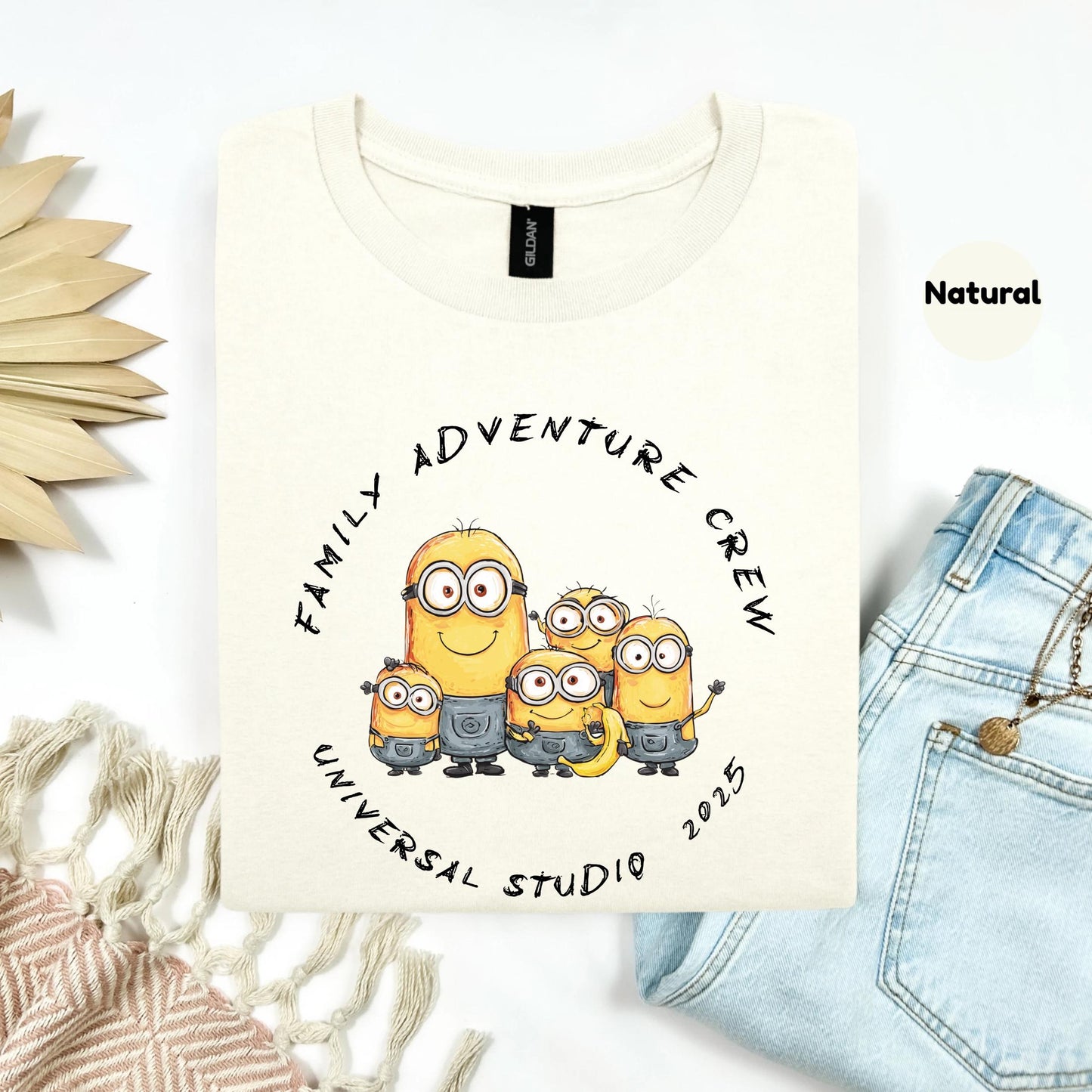 Funny Yellow Cartoon Crew Shirt for 2025 Trip, Group Adventure Tee for Friends, Matching Amusement Day Outfit AA20