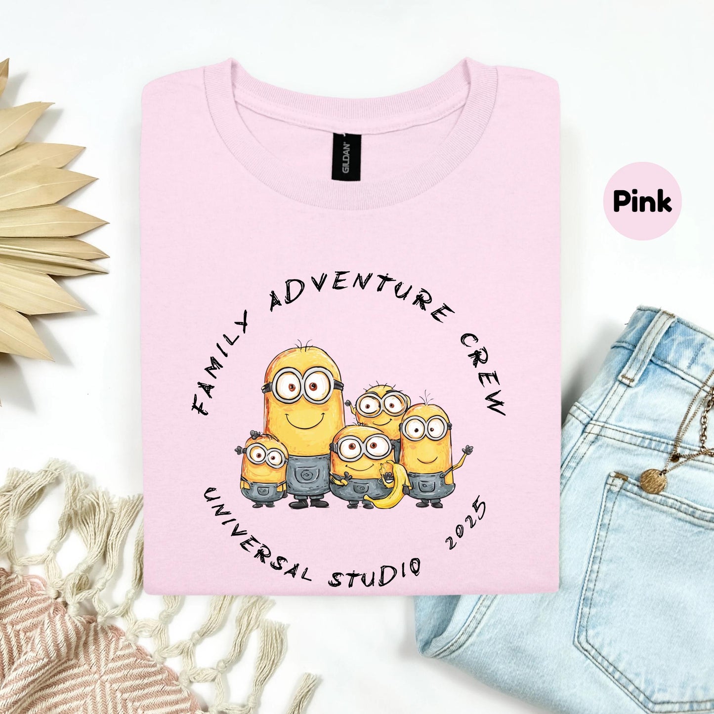 Funny Yellow Cartoon Crew Shirt for 2025 Trip, Group Adventure Tee for Friends, Matching Amusement Day Outfit AA20