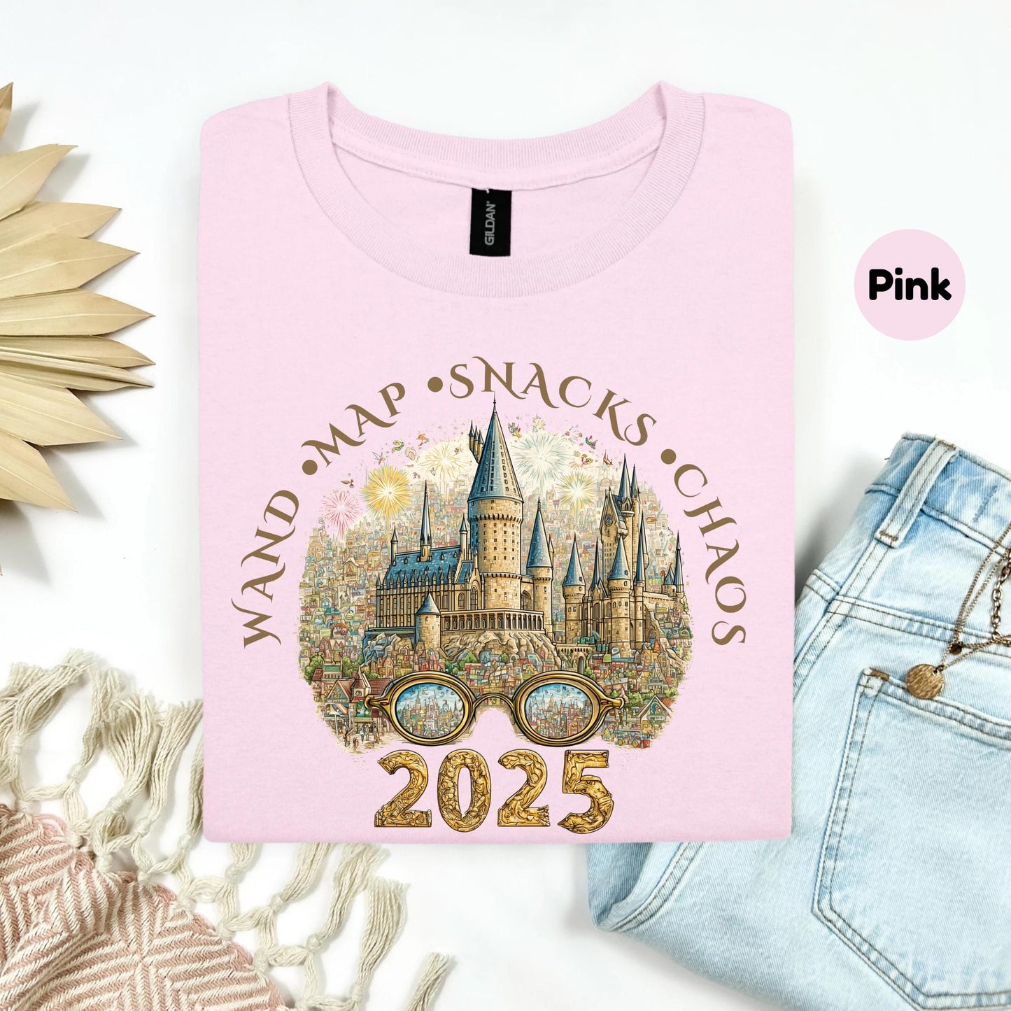 Funny Wizard Chaos Shirt 2025, Magic Castle T-Shirt with Wand Map Snacks Quote, Whimsical Vacation Tee for Adults AA23
