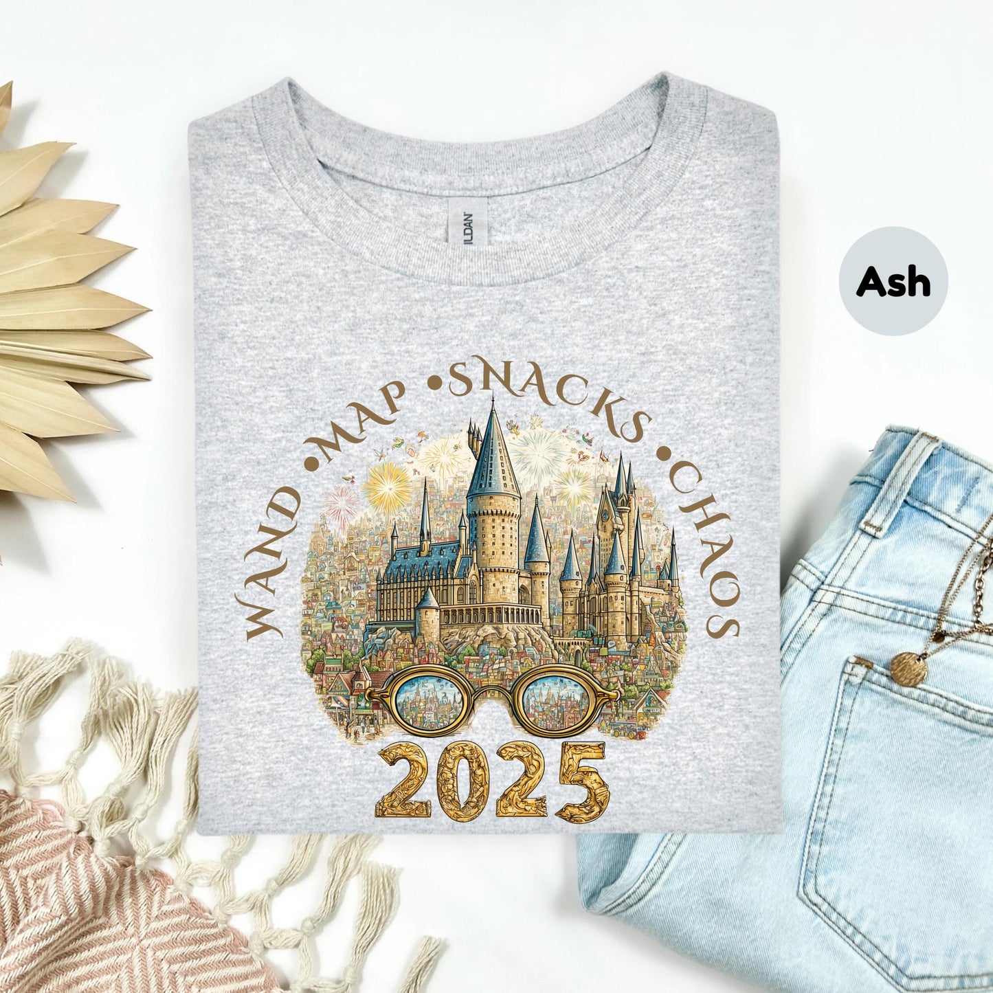 Funny Wizard Chaos Shirt 2025, Magic Castle T-Shirt with Wand Map Snacks Quote, Whimsical Vacation Tee for Adults AA23