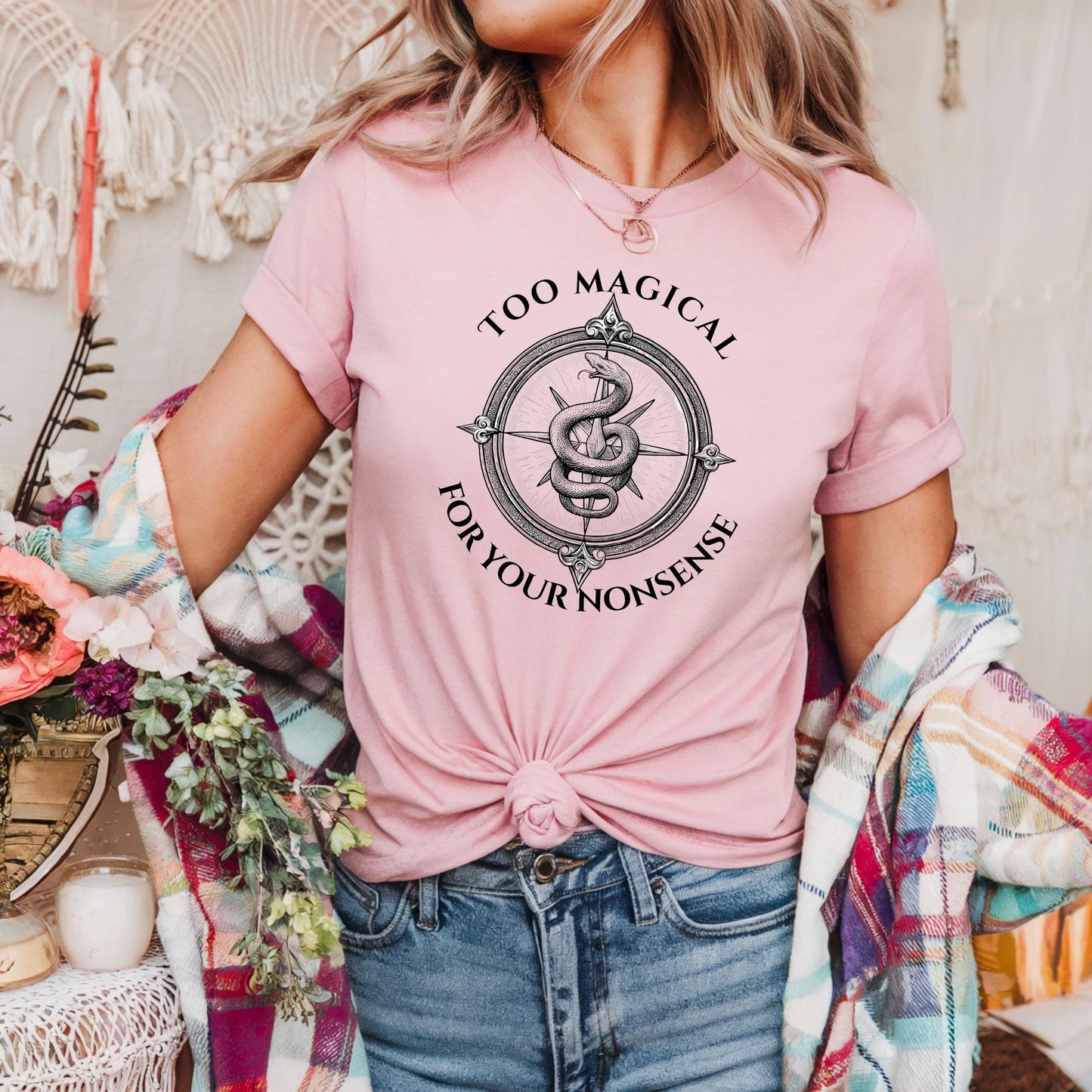 Too Magical For Your Nonsense Shirt, Feminist Snake Graphic Tee, Witchcore Aesthetic Gift for Women and Girls AA16