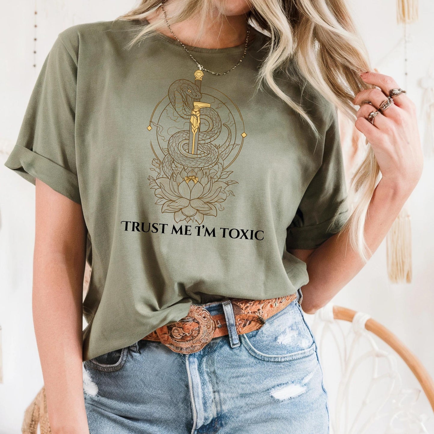 Trust Me I'm Toxic Snake Sword Shirt, Y2K Dark Academia Graphic Tee, Edgy Aesthetic Gift for Women and Teens AA15
