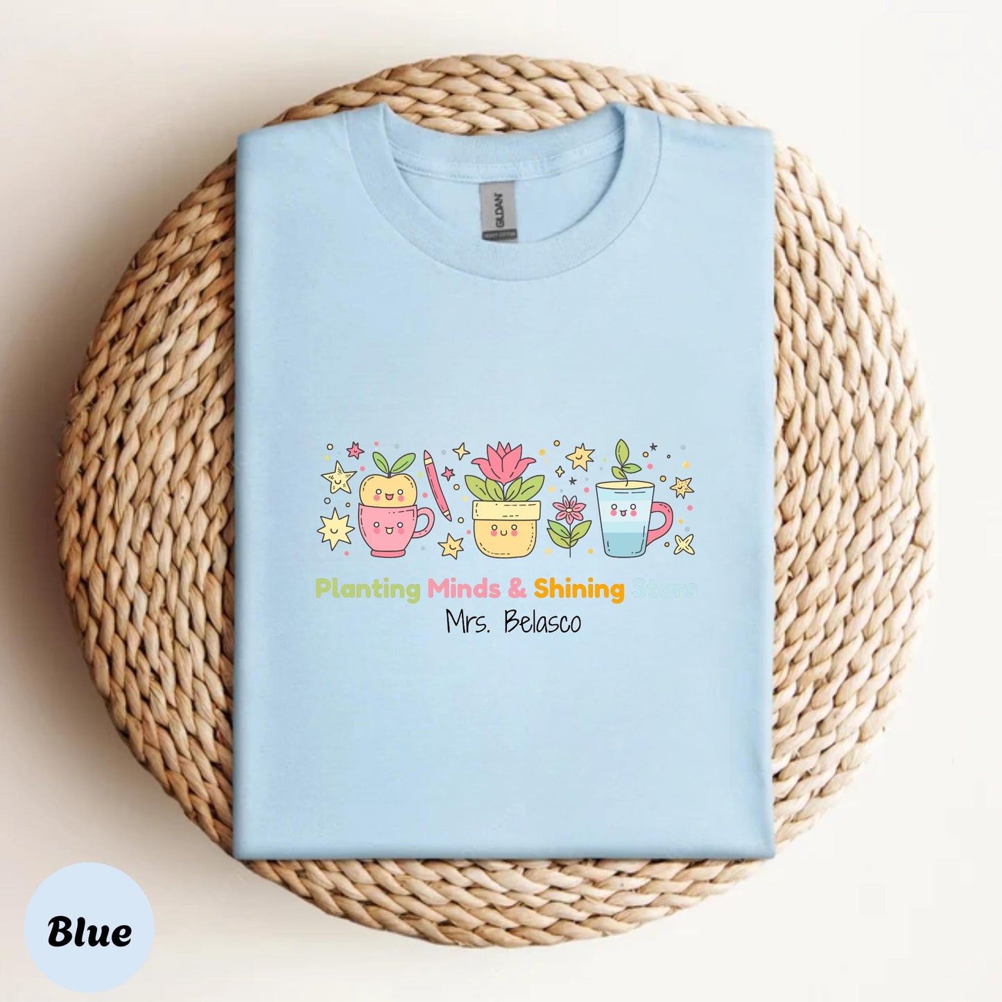 Cute Gardening Teacher Shirt – “Planting Minds & Shining Stars” Custom Floral Tee, Unisex Fit, Teacher Day Gift Idea