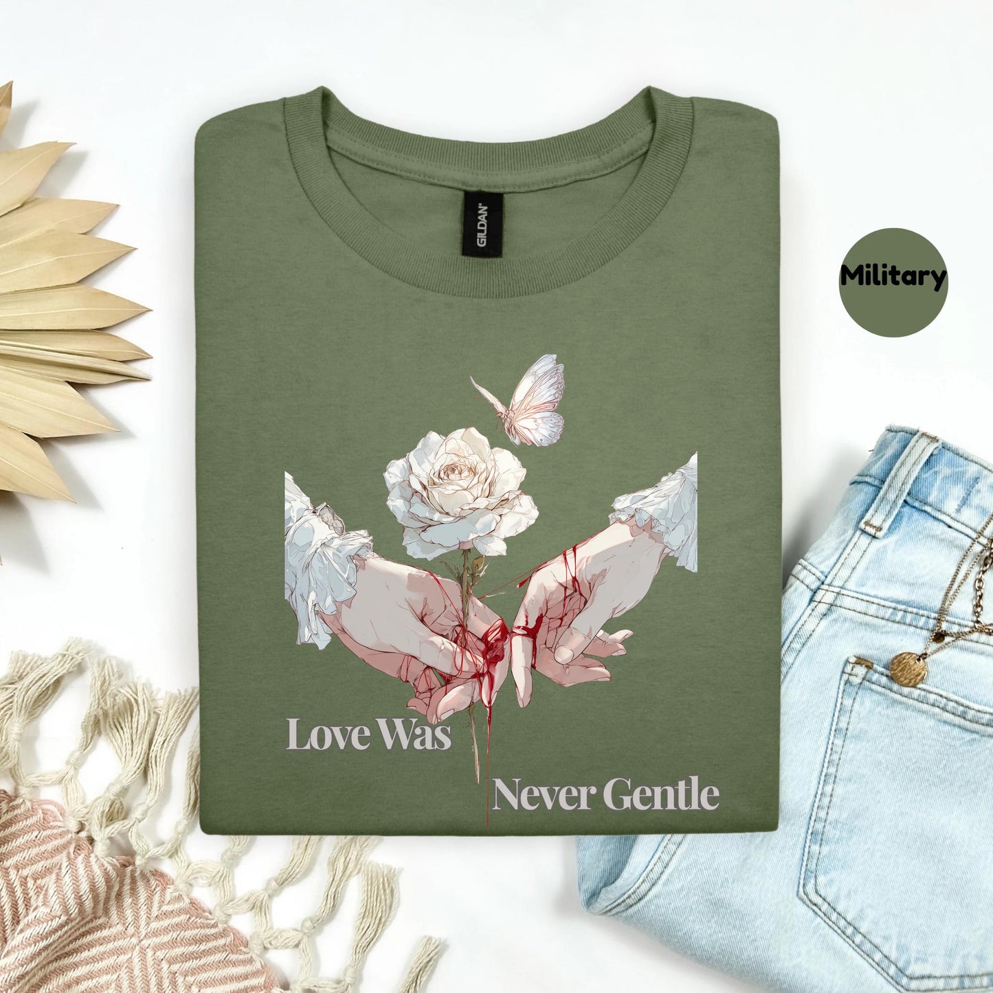 Gothic Love Shirt with Rose and Red Thread, Emotional Heartbreak Tee, Aesthetic Dark Romantic Graphic Shirt AA45