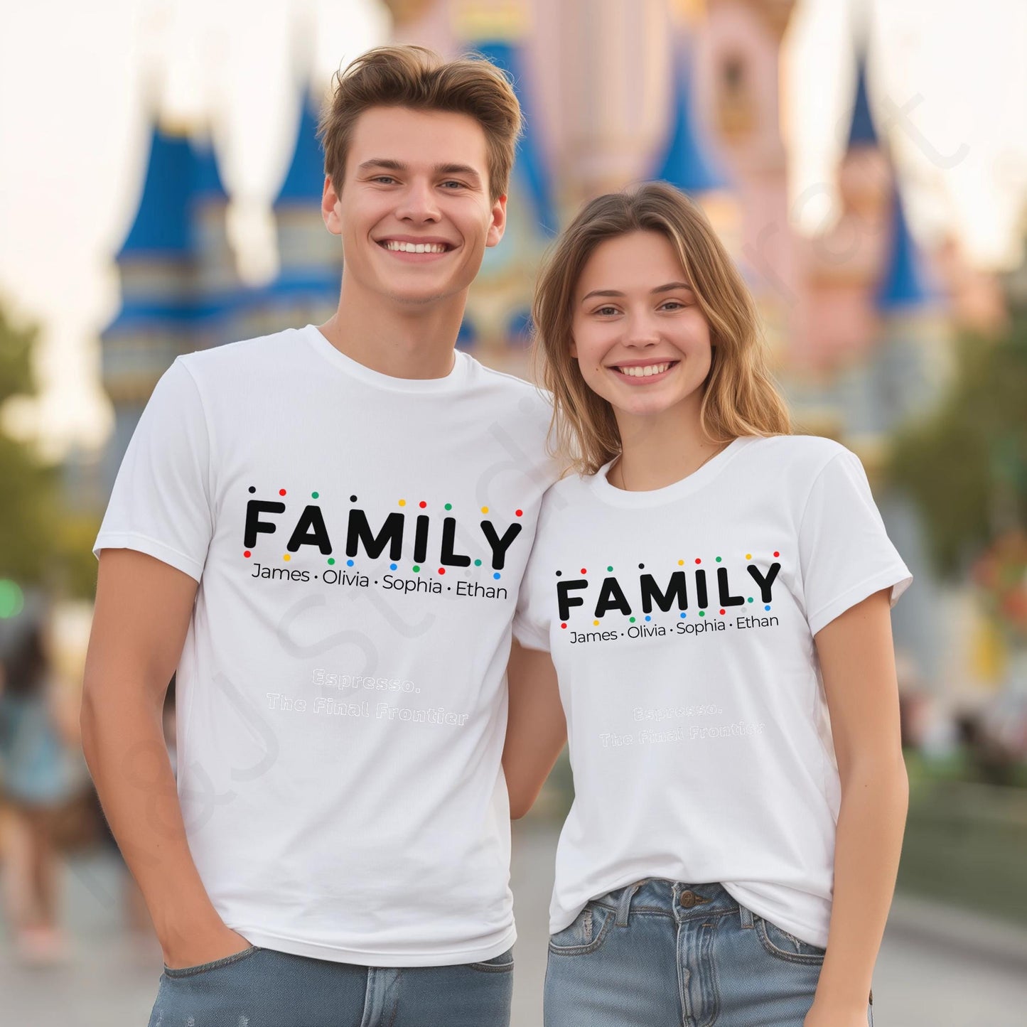 Funny Custom Family Shirts with Names, Holiday Matching Tee Set, Friends TV Inspired Design for Kids and Parents AA51