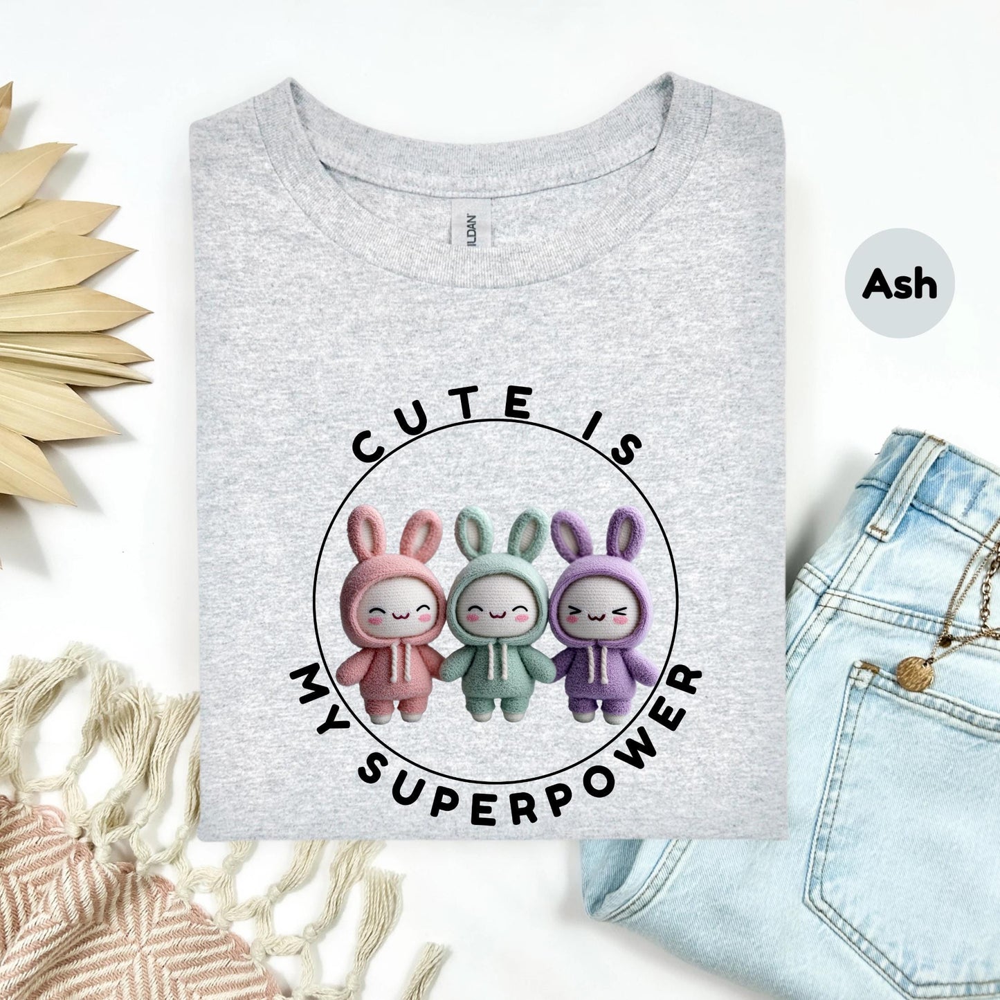 Cute Bunny Kawaii T-Shirt for Girls - Pastel Plush Outfit Tee - Cute Is My Superpower Shirt for Softcore Lovers AA58