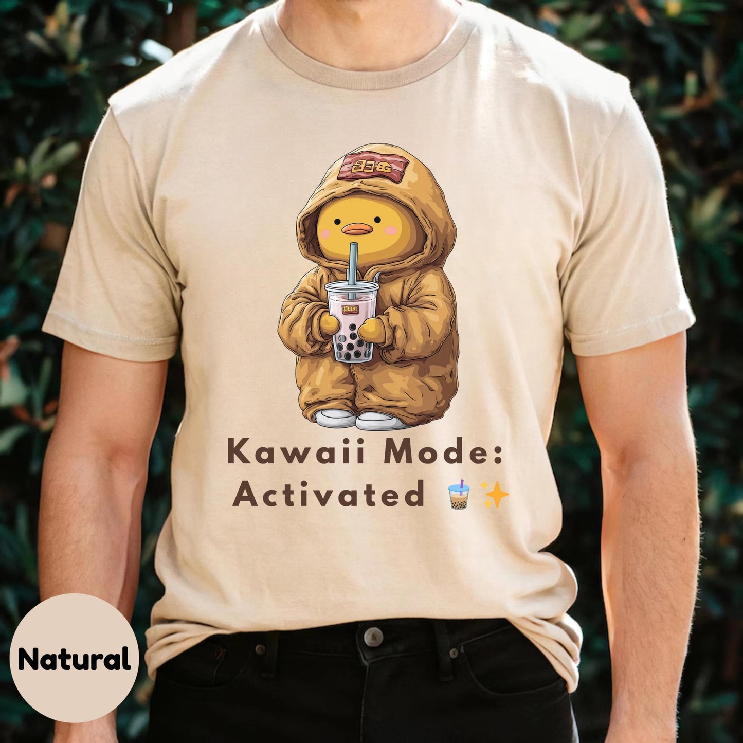 Cute Couple Boba Shirt - Cozy Duck in Hoodie Graphic Tee - Kawaii Mode Activated Funny Gift for Boyfriend or Girlfriend AA62