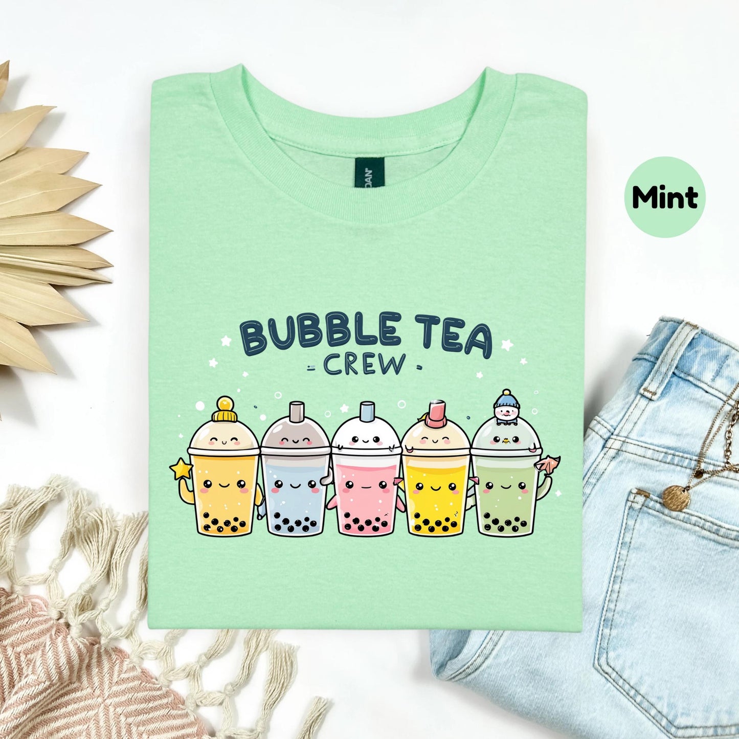 Funny Bubble Tea Group Shirt - Boba Crew Matching Tee, Cute Pastel Boba Drink Graphic Top for Best Friends or Couples AA69