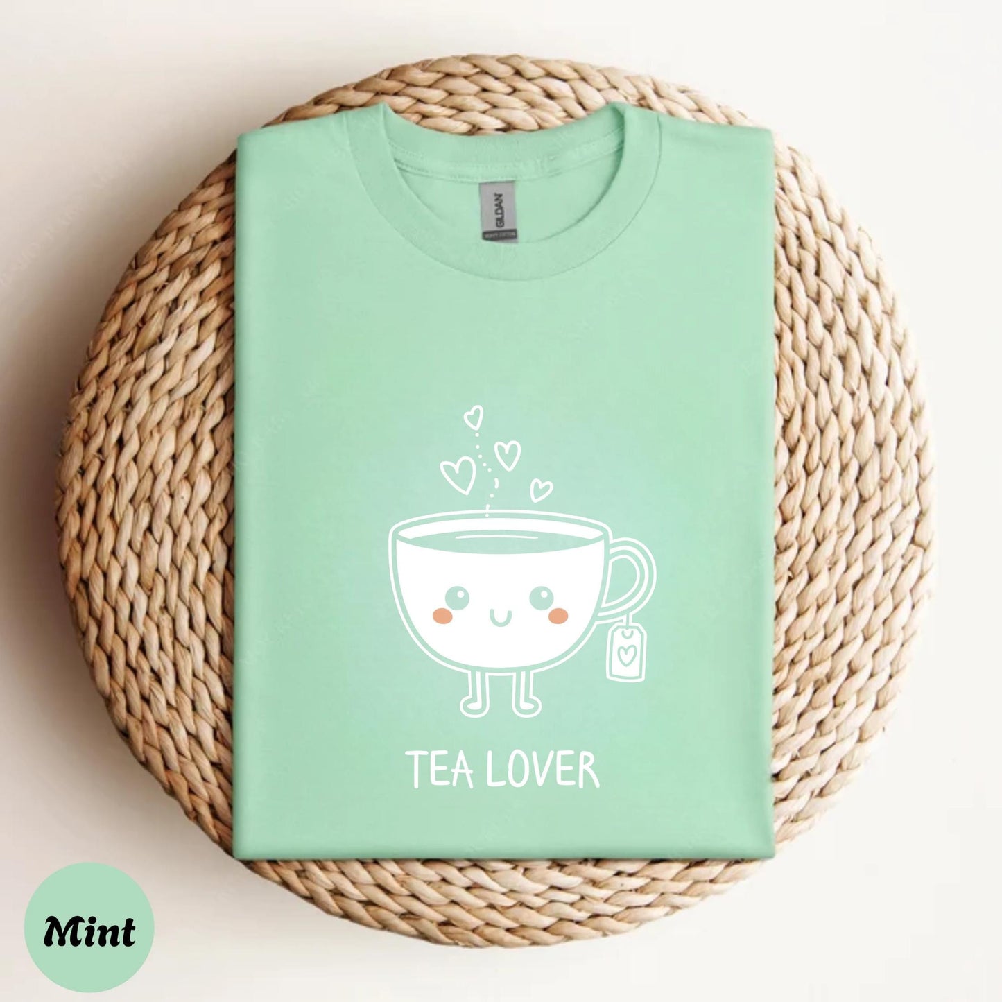 Tea Lover Kawaii Shirt β Cute Cartoon Mug Graphic Tee for Women, Cozy Pastel Outfit, Tea Gift for Homebody Girls AA78