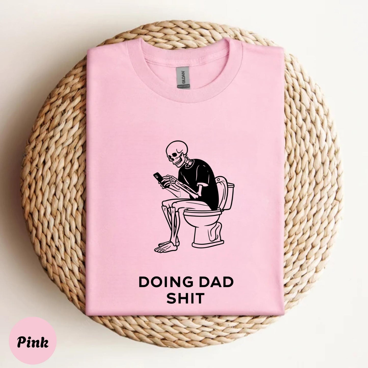 Sarcastic Dad Graphic Tee – Doing Dad Stuff Skeleton Shirt, Cool Skull Toilet Humor T-Shirt, Edgy Funny Gift for Men AA83
