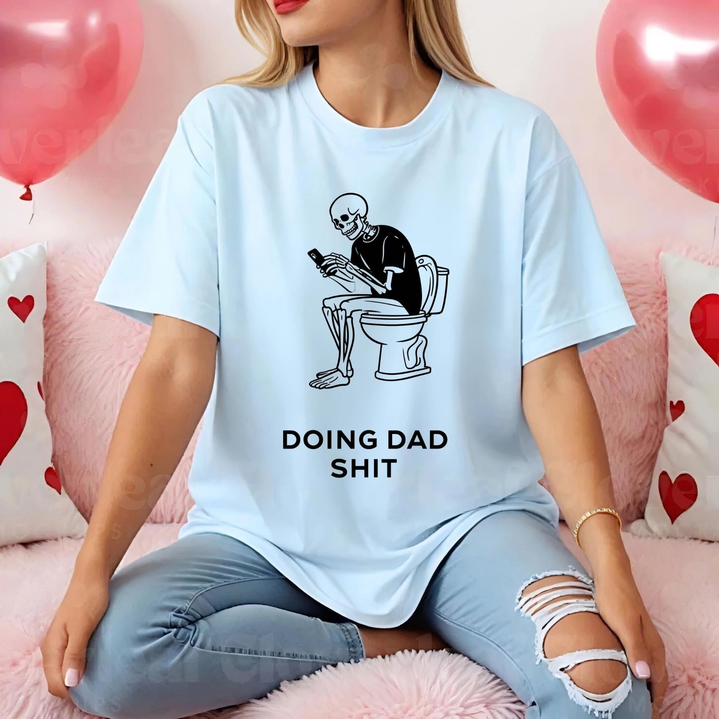 Sarcastic Dad Graphic Tee – Doing Dad Stuff Skeleton Shirt, Cool Skull Toilet Humor T-Shirt, Edgy Funny Gift for Men AA83