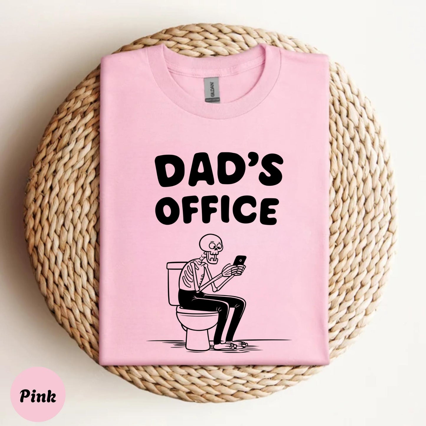 Funny Dad’s Office Skeleton Shirt – Toilet Humor T-Shirt for Dads, Sarcastic Father’s Day Gift, Lazy Dad Graphic Tee AA86