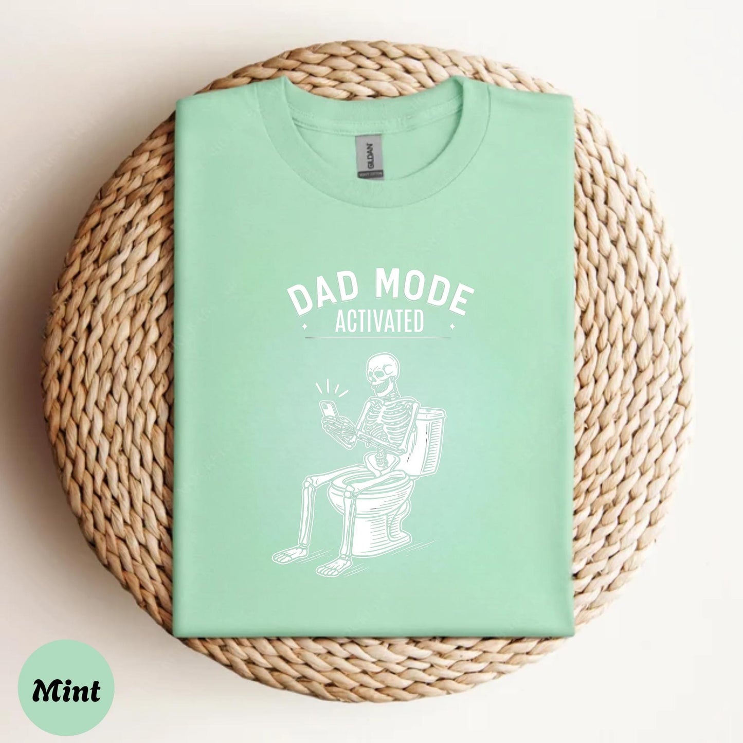 Dad Mode Activated Shirt – Funny Skeleton on Toilet T-Shirt, Father’s Day Gift for Dads, Sarcastic Bathroom Humor Tee AA88