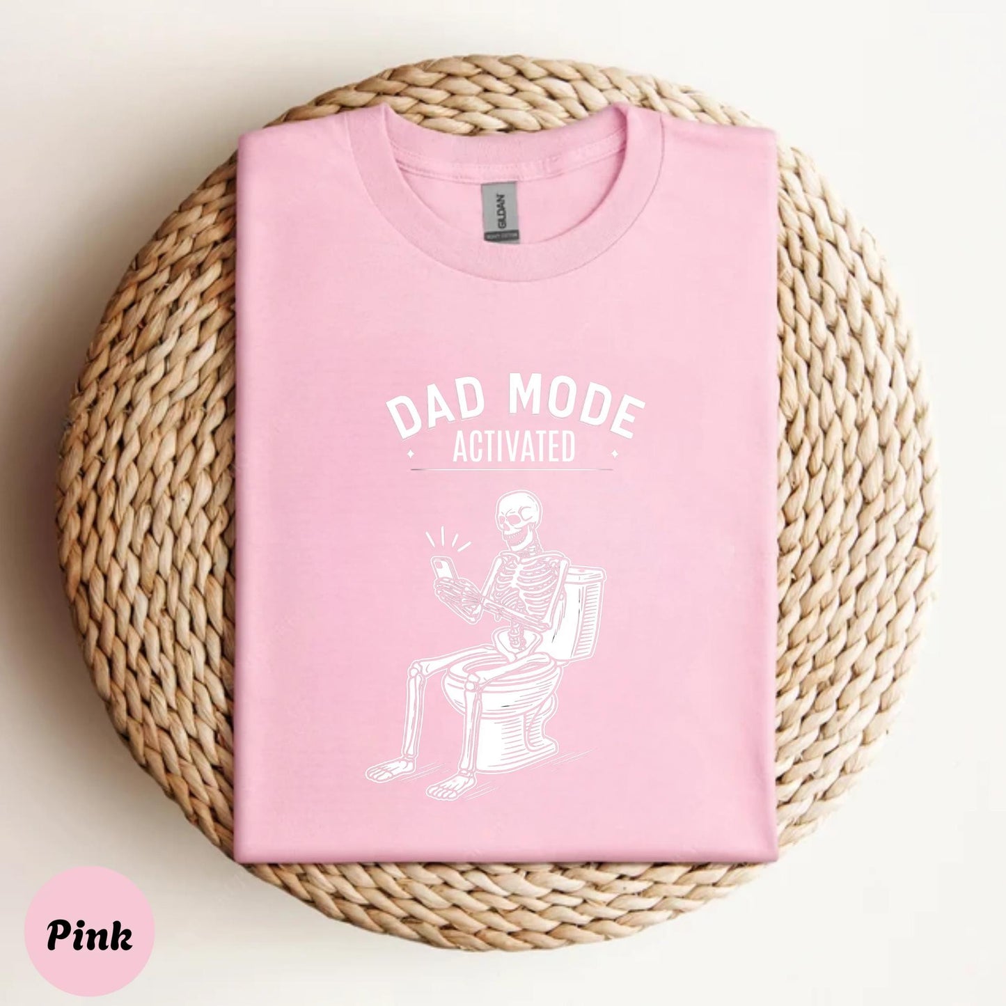 Dad Mode Activated Shirt – Funny Skeleton on Toilet T-Shirt, Father’s Day Gift for Dads, Sarcastic Bathroom Humor Tee AA88
