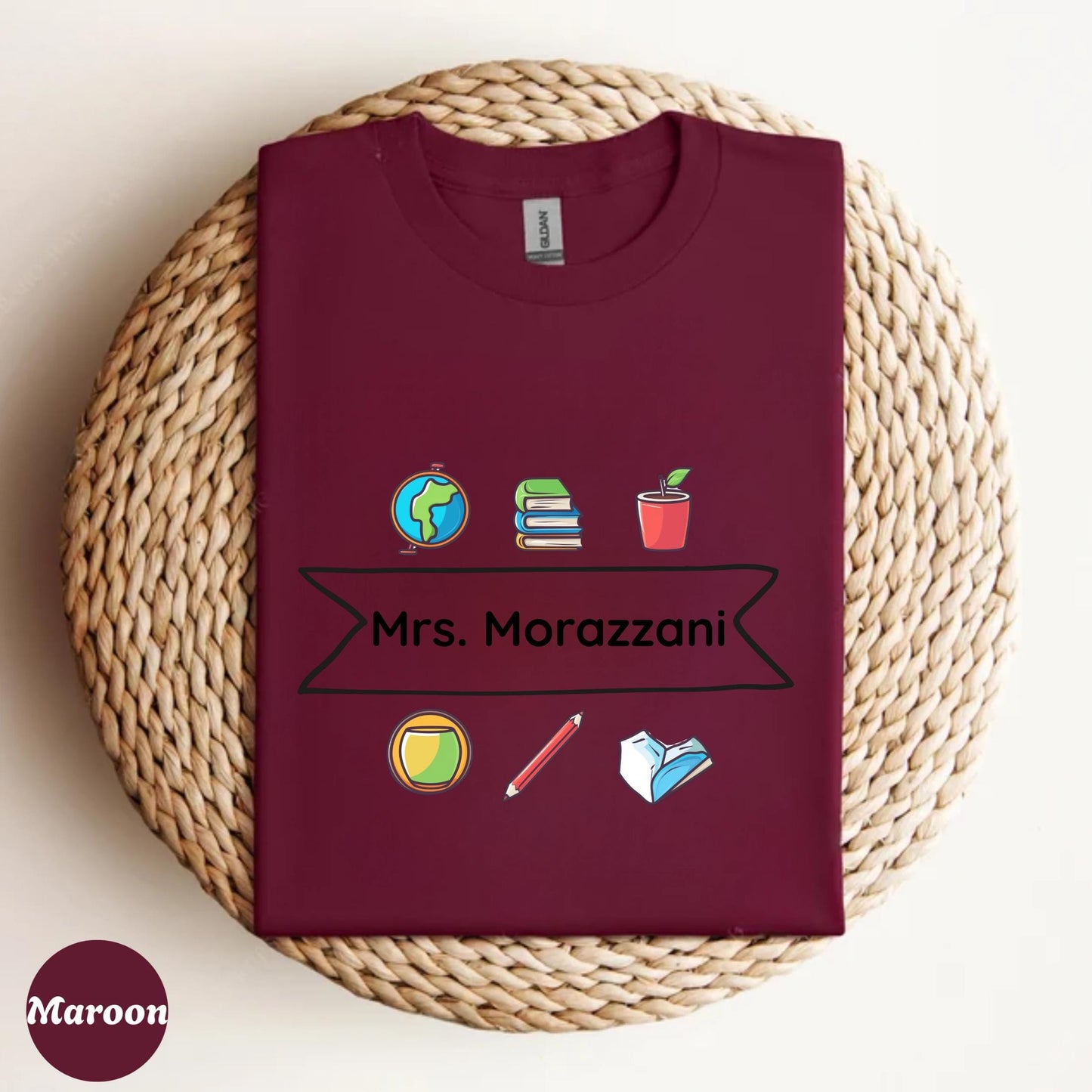 Trendy Custom Teacher Tee – Personalized Classroom Icons Shirt for Stylish Educators
