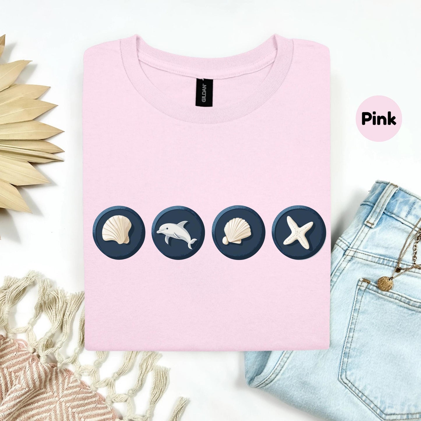 Matching Beach Trip Family Shirt β Ocean Icons Vacation Tee, Summer Family Outfits, Sea Life Symbols Shirt