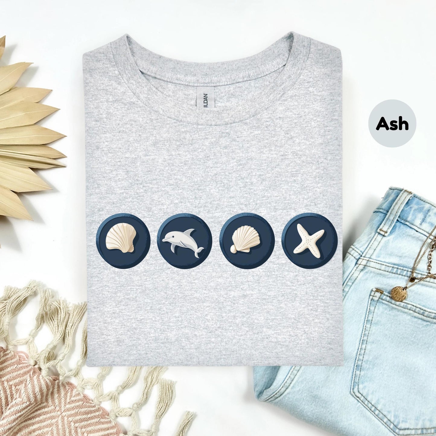 Matching Beach Trip Family Shirt β Ocean Icons Vacation Tee, Summer Family Outfits, Sea Life Symbols Shirt