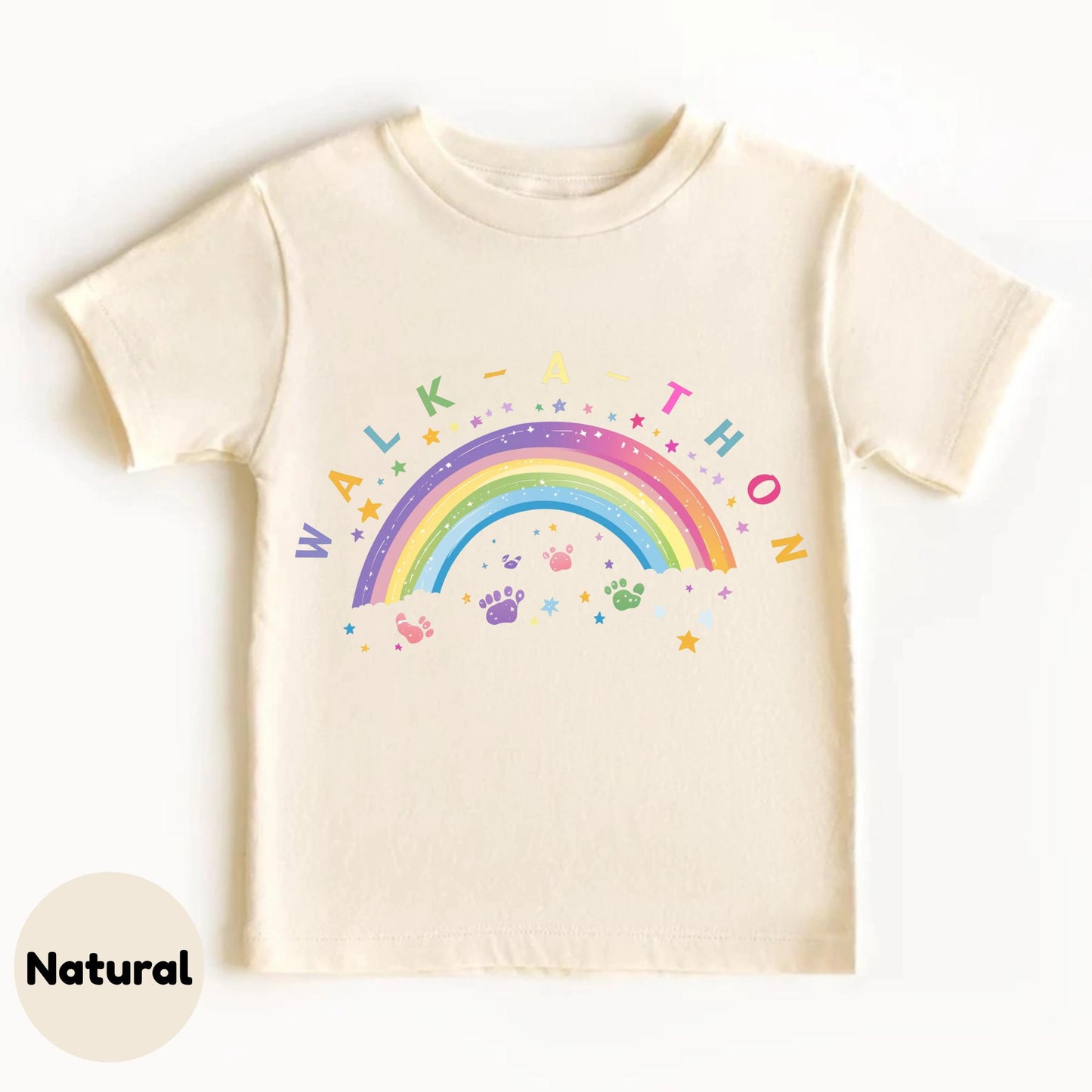 Custom Rainbow Walkathon Shirt for Kids - Pastel Footprint Walk-a-thon Tee - Preschool Field Day Shirt - Toddler Fun Run Shirt