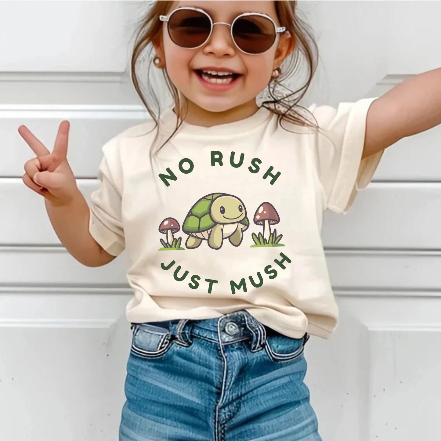 Funny Turtle Birthday Shirt for Kids β No Rush Just Mush Toddler Tee β Cute Cartoon Animal Top for Preschool Boys & Girls