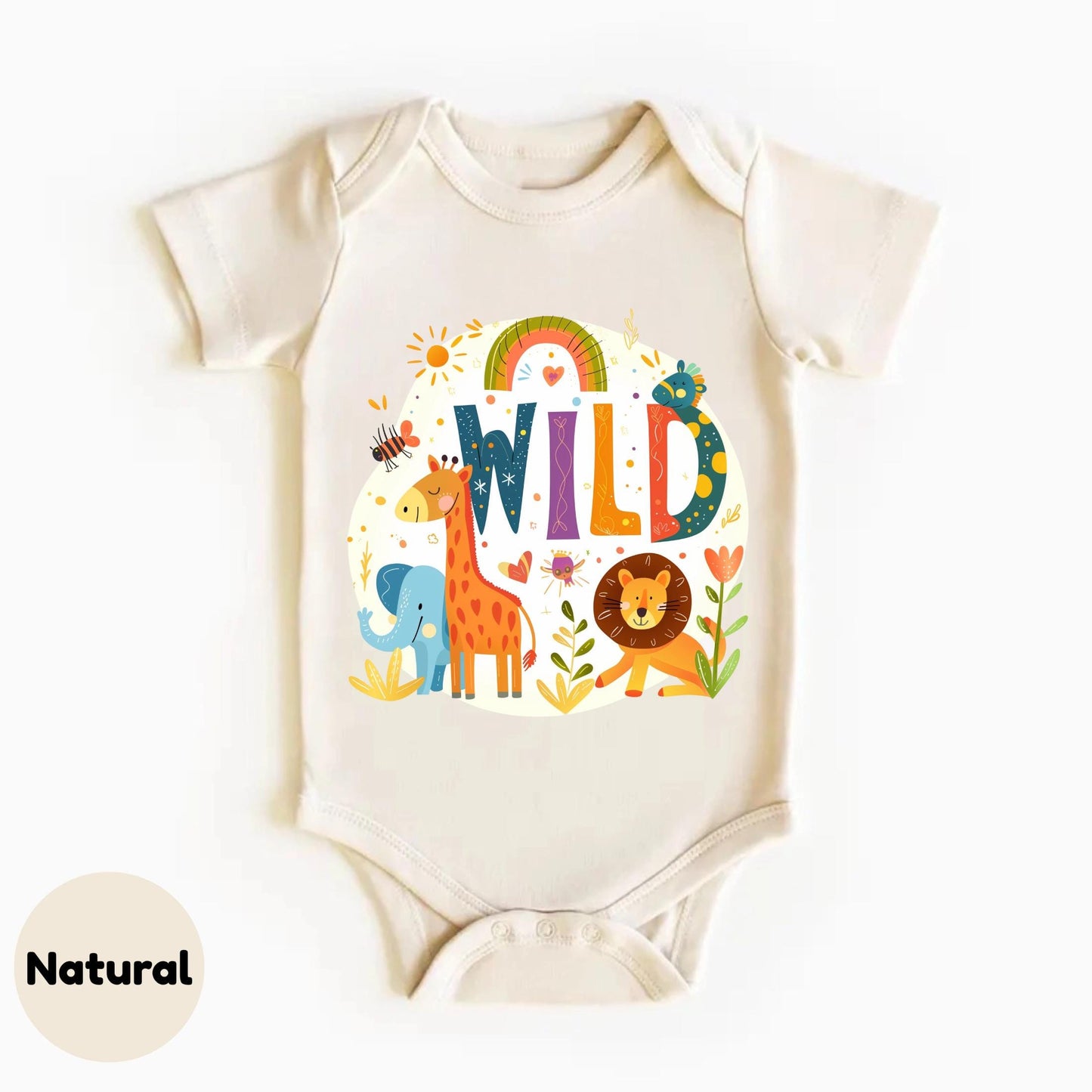 Boho Jungle Wild Animal Shirt for Kids - Giraffe Lion Elephant Safari Toddler Tee for Girls Birthday or Everyday Fun AA100