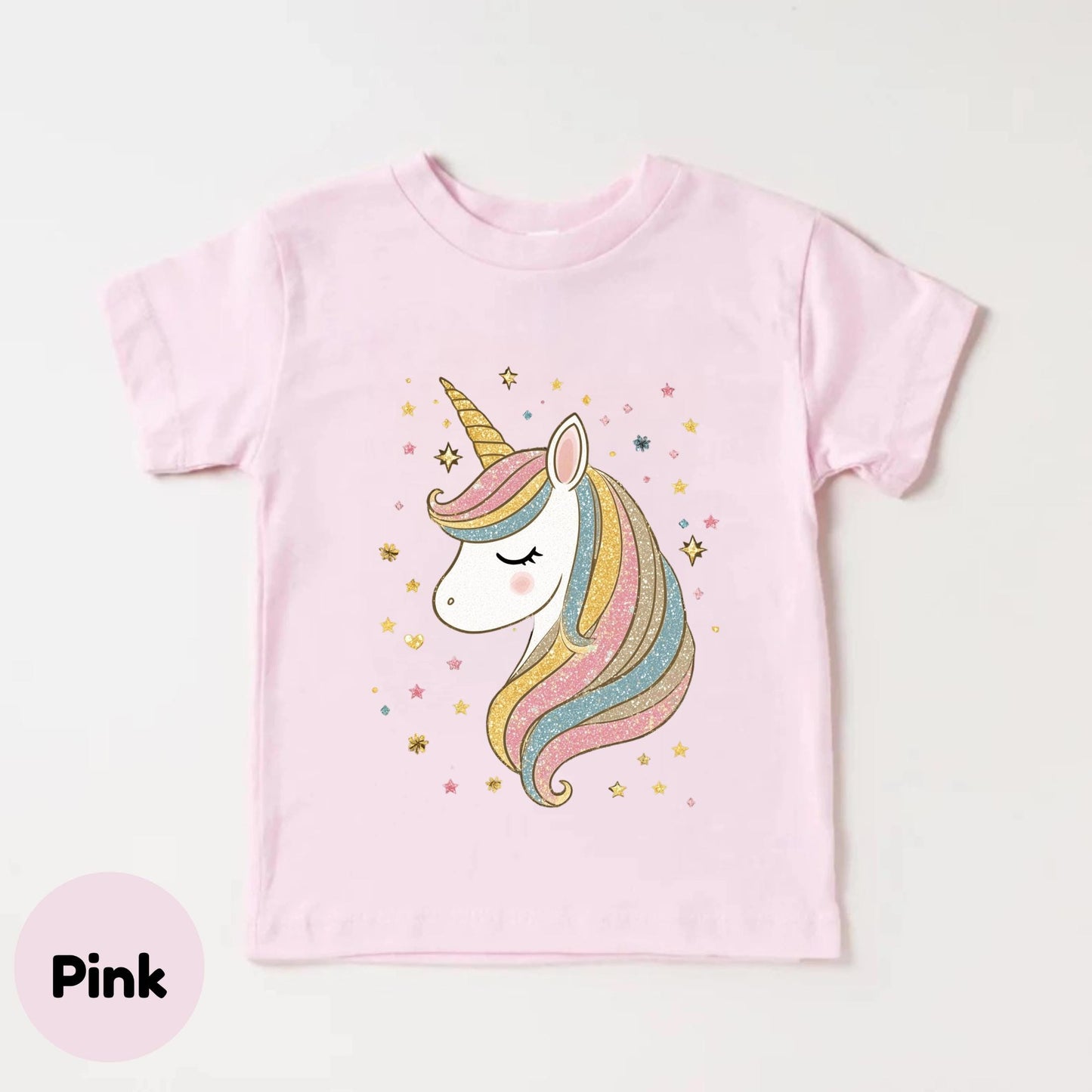 Pastel Glitter Unicorn Shirt for Women - Boho Rainbow Aesthetic Tee with Sparkle Stars, Cute Magical Graphic Gift AA102