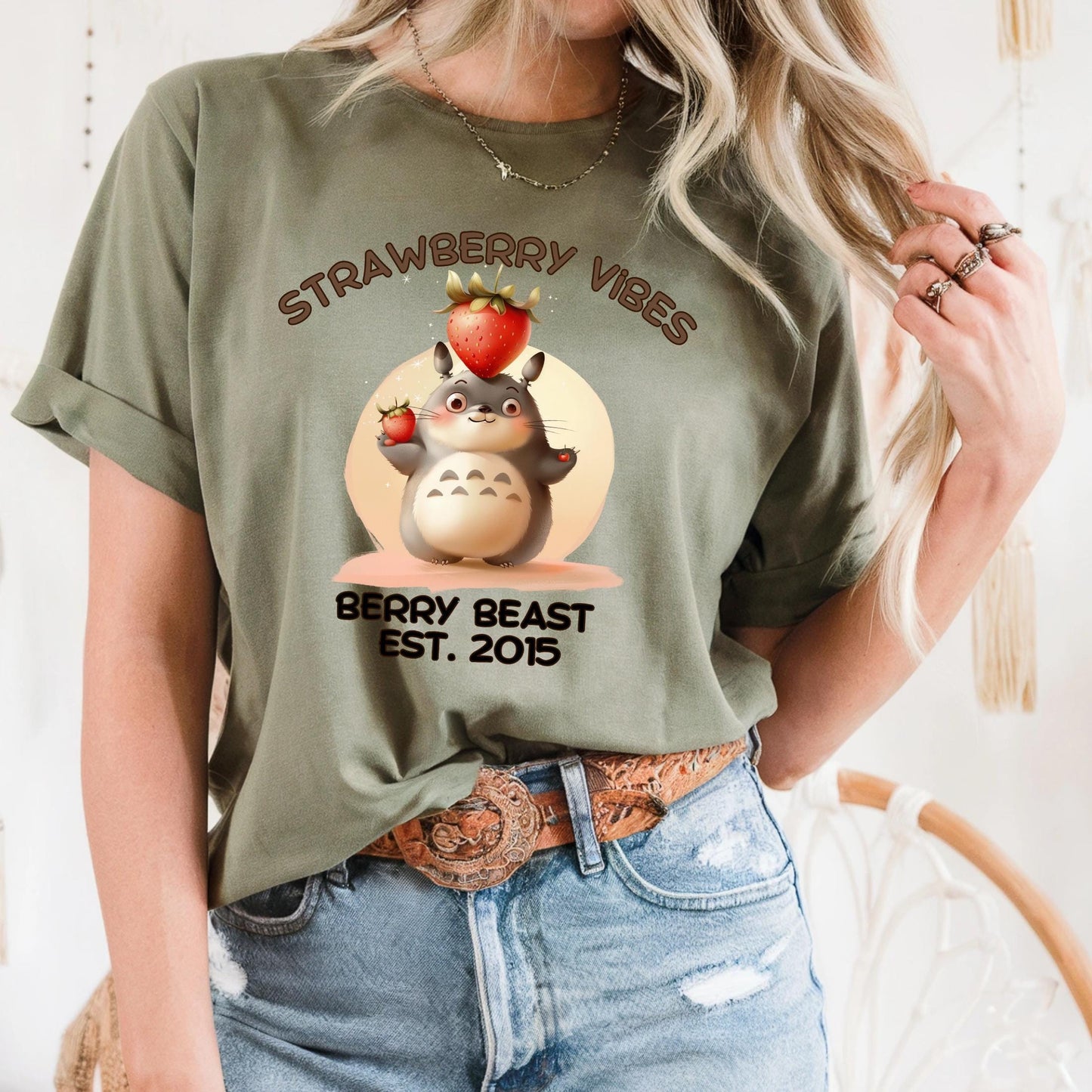 Funny Strawberry Beast Shirt, Berry Vibes Aesthetic Tee, Y2K Fruitcore Graphic Top, Cute Food Meme Shirt, Kawaii Gift Idea 2506A001