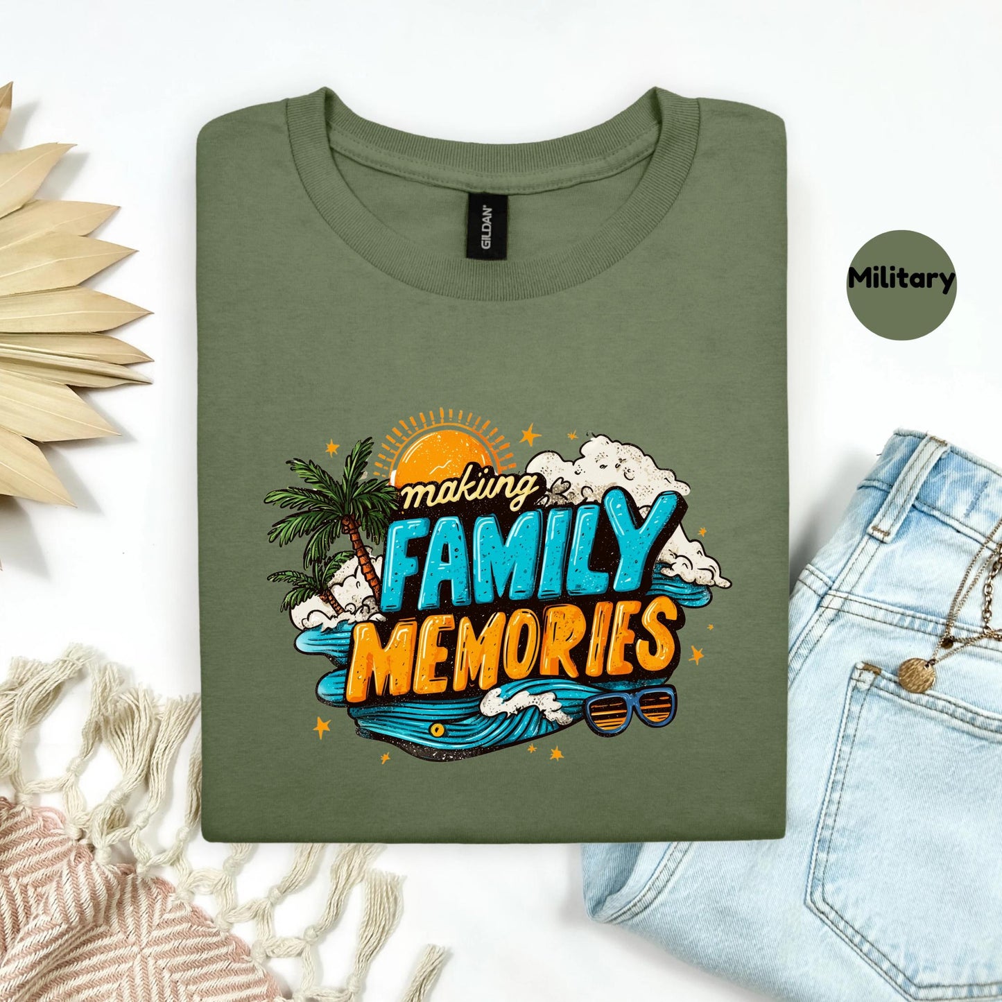Family Vacation Dad Shirt, Making Family Memories Tee, Summer Beach Men’s Shirt, Matching Group Trip T-Shirt, Ocean Adventure Shirt 2506B003