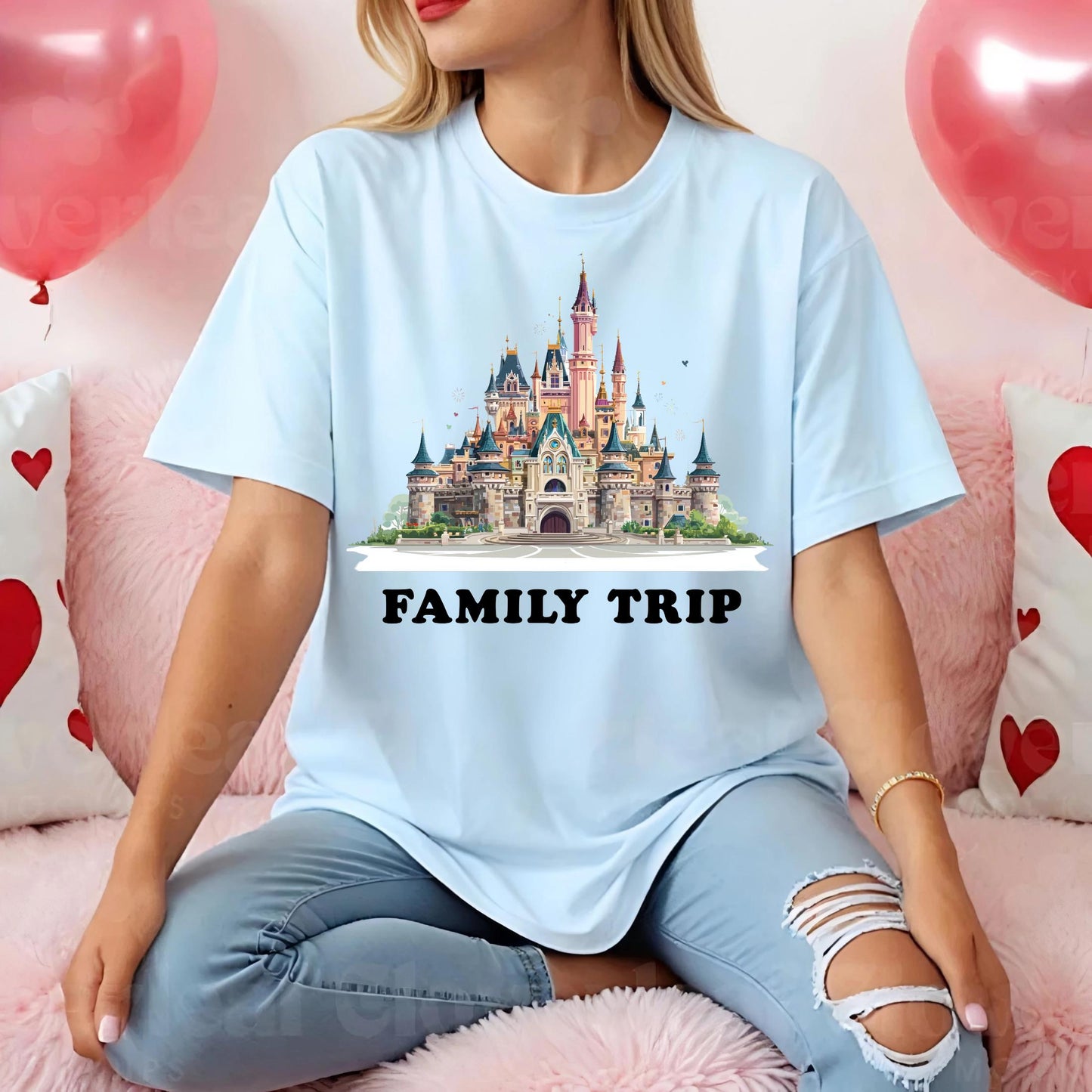 Family Trip Matching Tee for Travel Groups, Whimsical Castle Vacation Shirt, Reunion Outfit Idea, Family Travel Gift 2506B007
