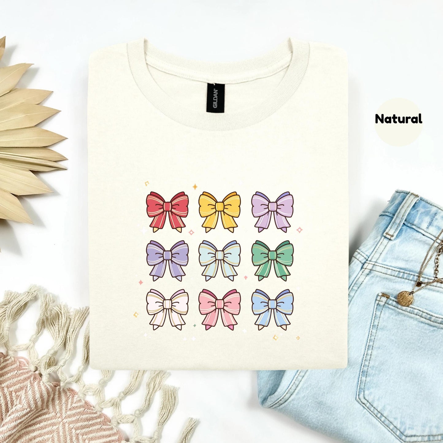 Kawaii Ribbon Bow T-Shirt β Cute Pastel Graphic Tee for Teen Girls β Fun Gift for Spring or Back to School AA105